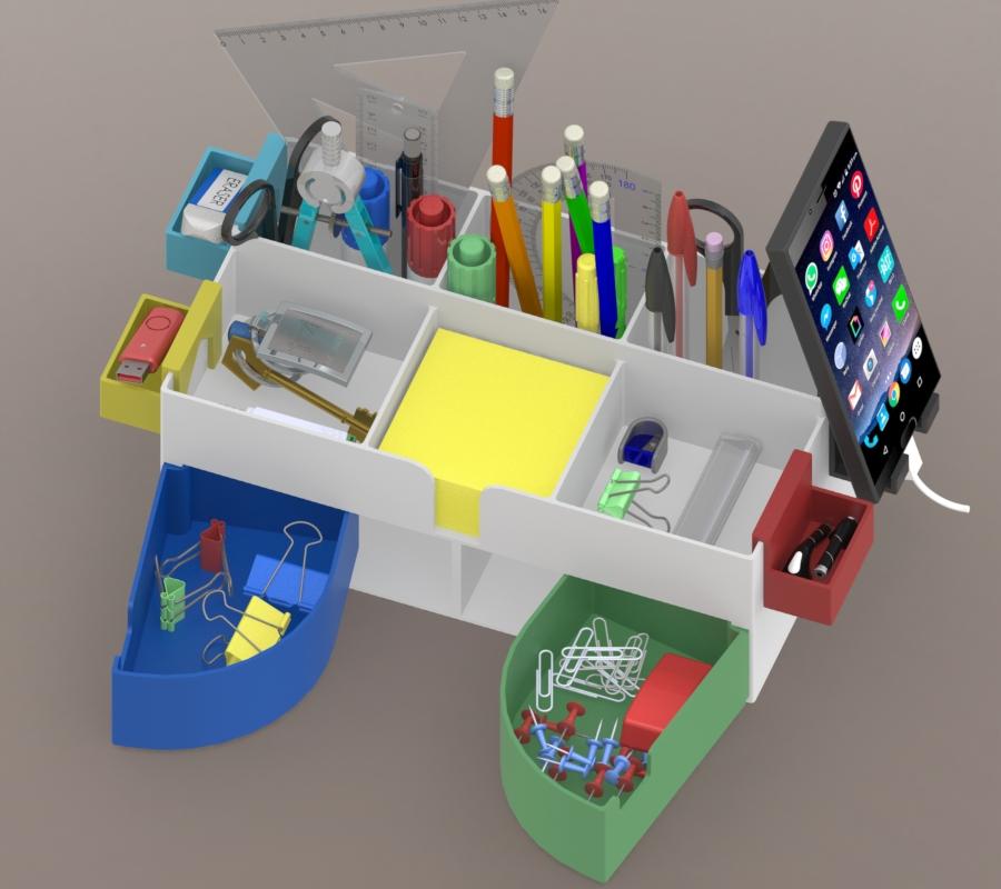 STL file Desk Organizer, Office Desk Accessories, 3d print