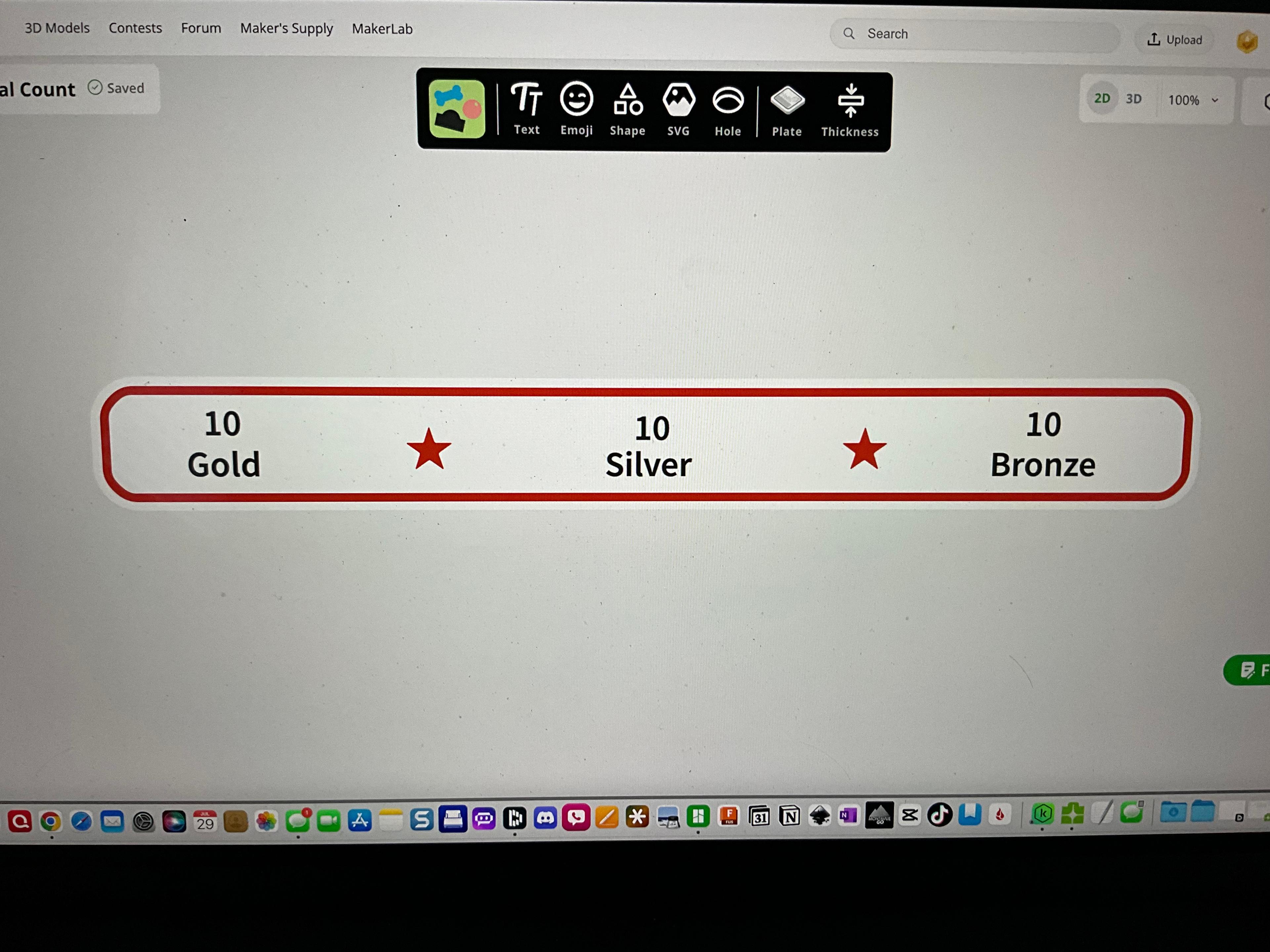 Team USA Medal Count Tracking Sign 3d model