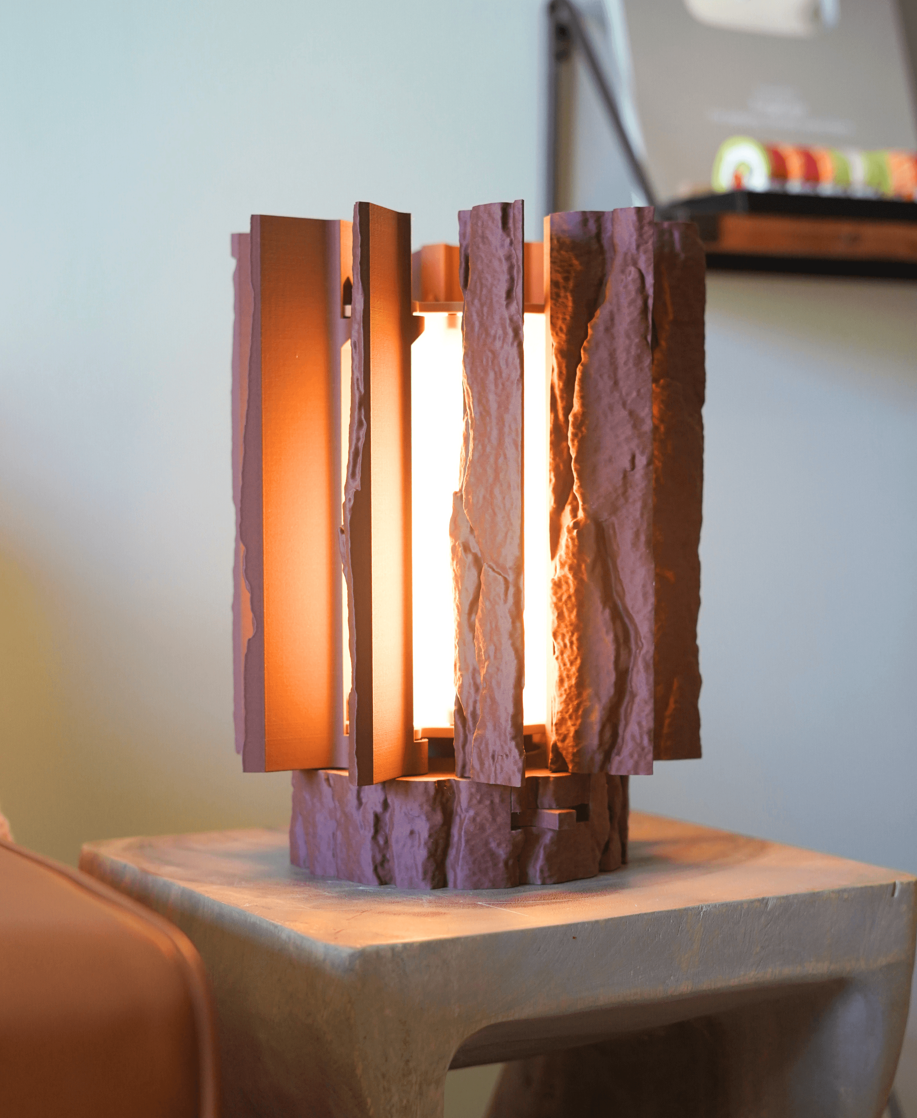 Lantern log - Mechanically Dimming Lamp with Real Log Texture 3d model