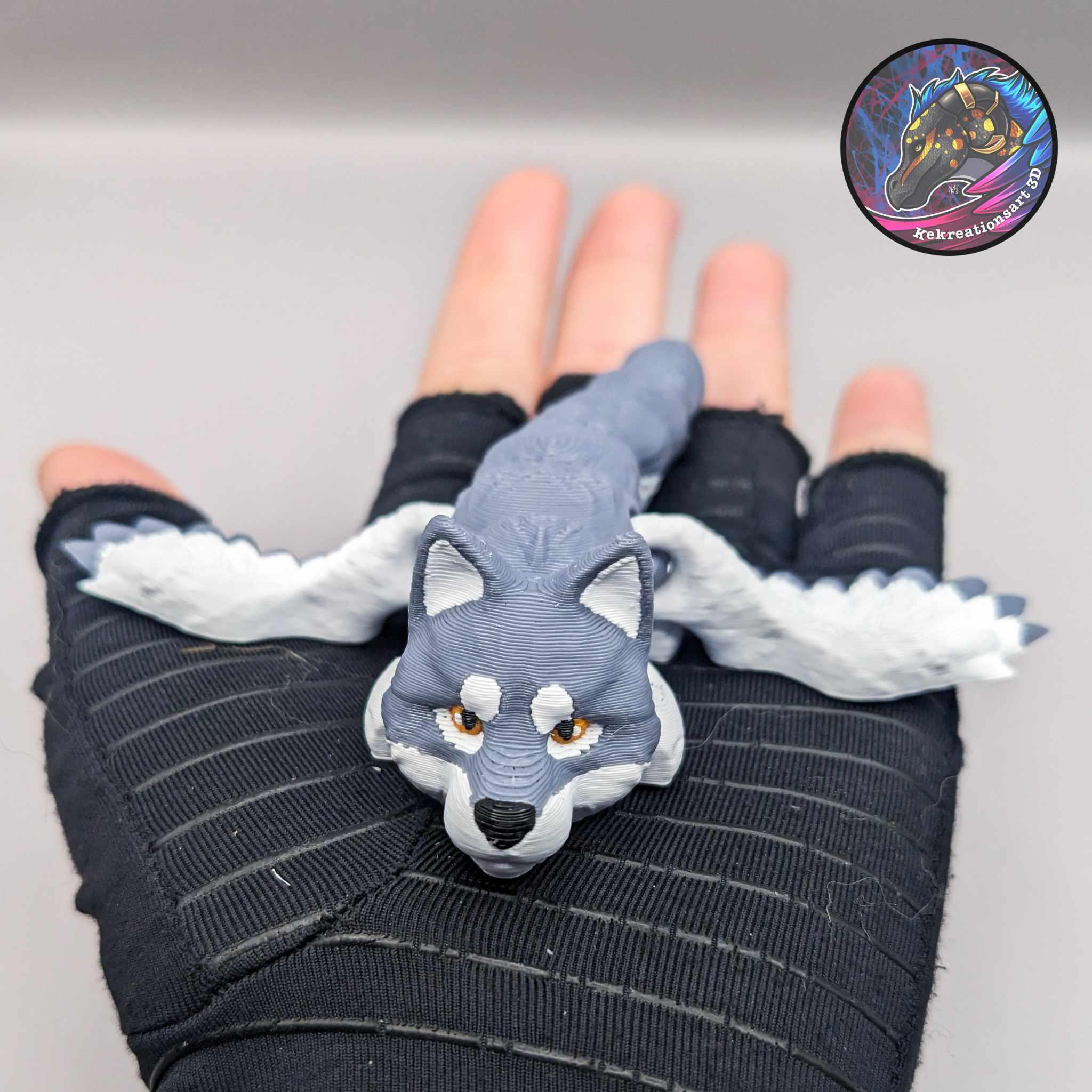 Baby Flexi Winged Wolf Keychain 3d model