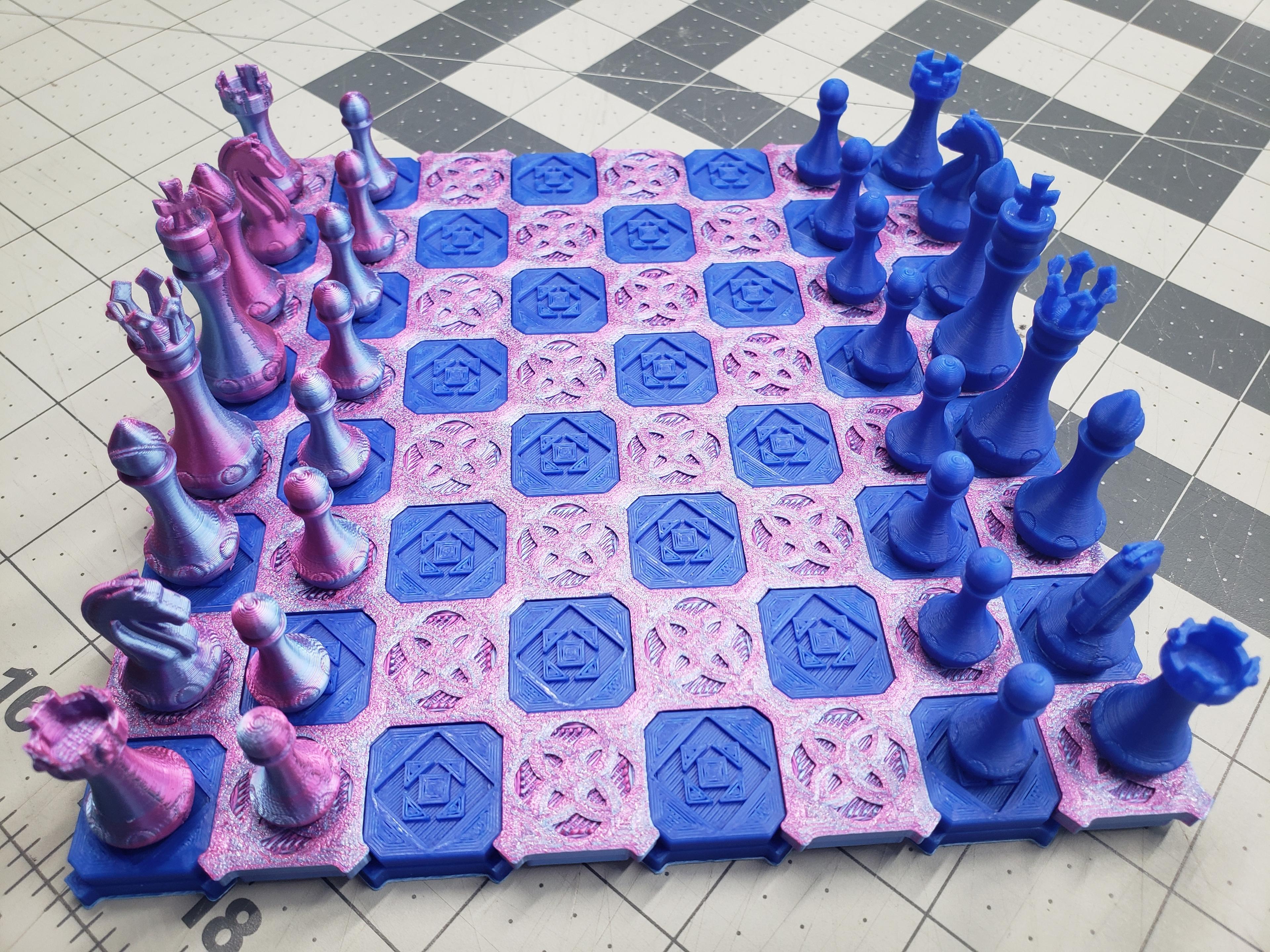 Patterned Chess Set (Ruby-Sapphire) 3d model