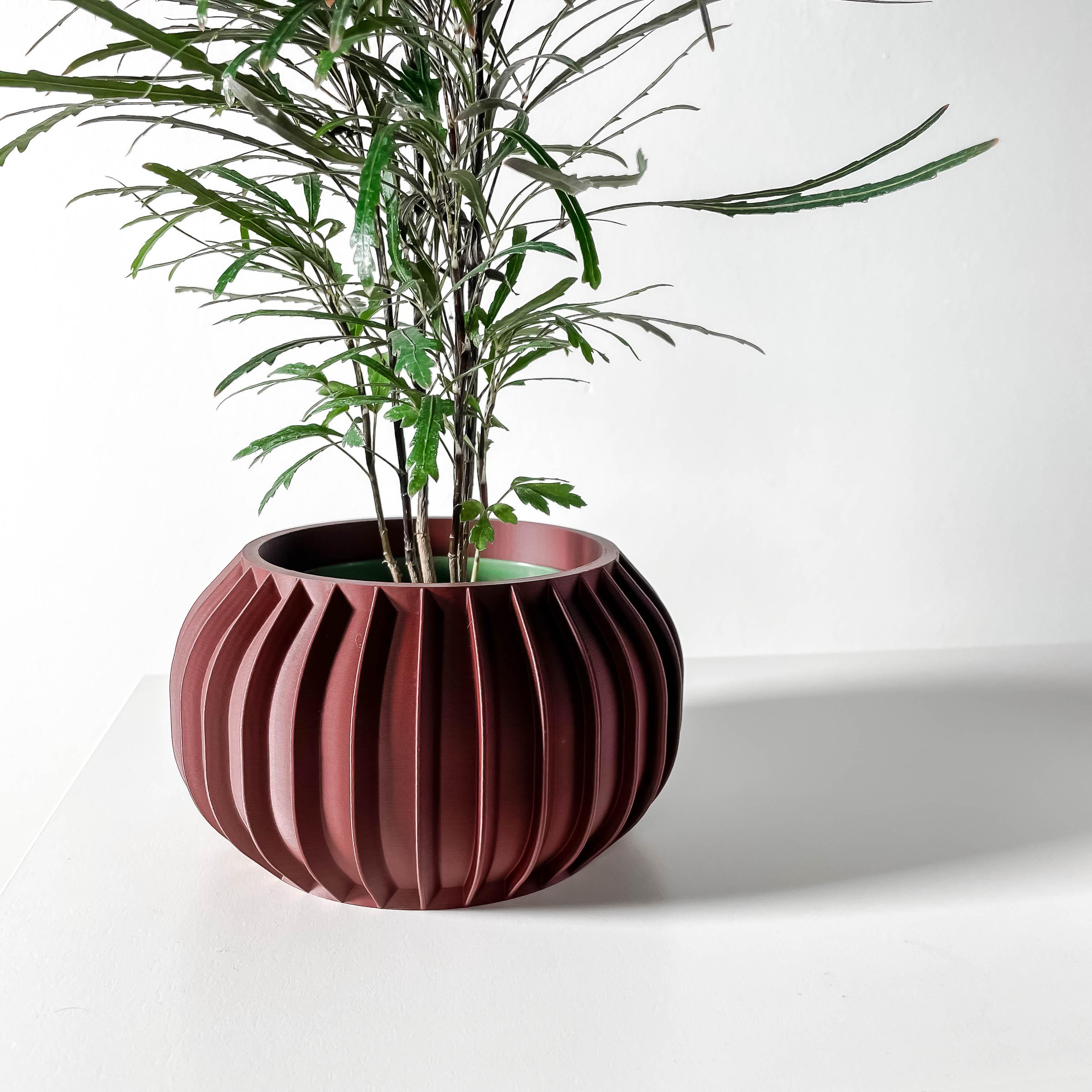 The Sora Planter Pot with Drainage Tray & Stand: Modern and Unique Home Decor 3d model
