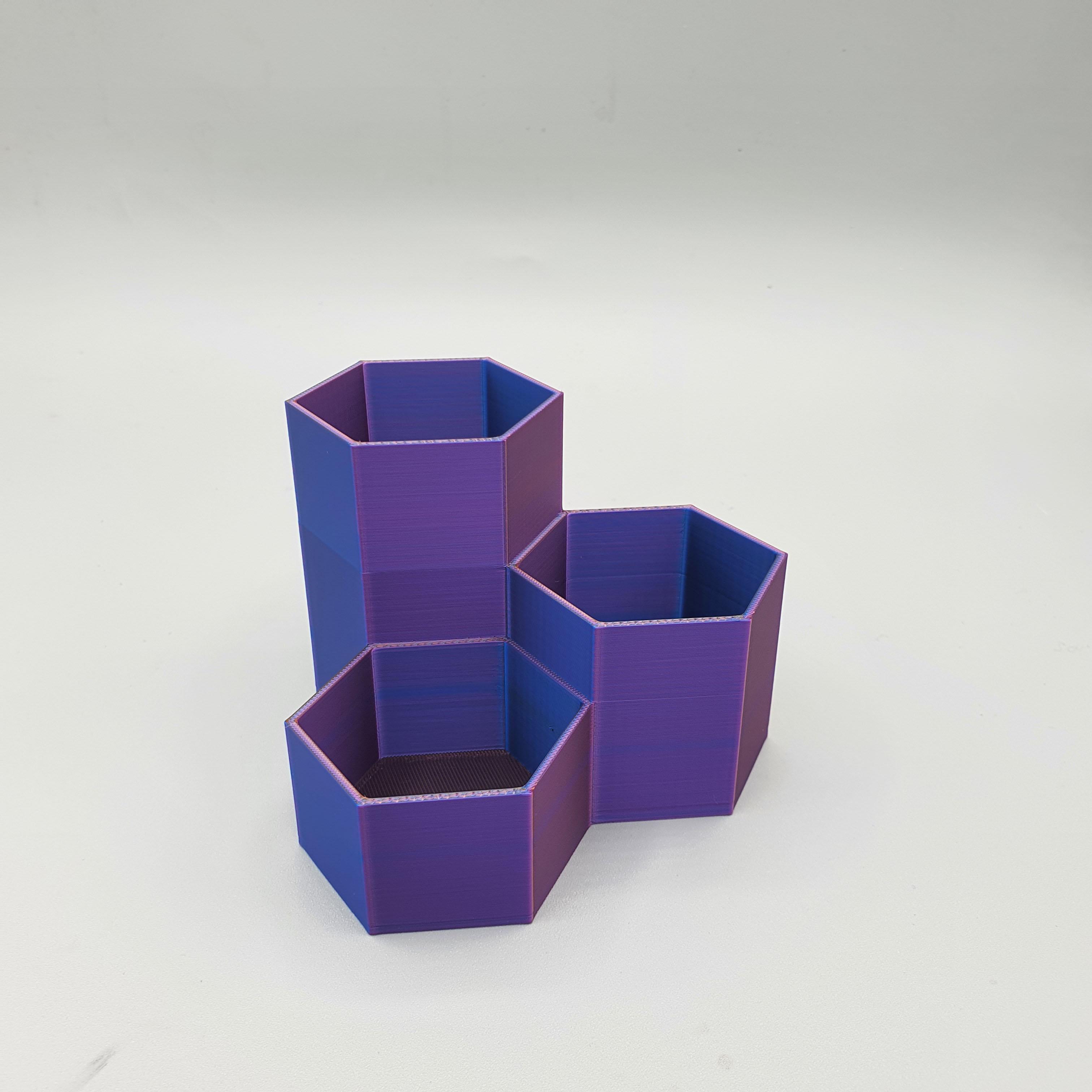 Hexagonal Pen Holder Trio 3d model