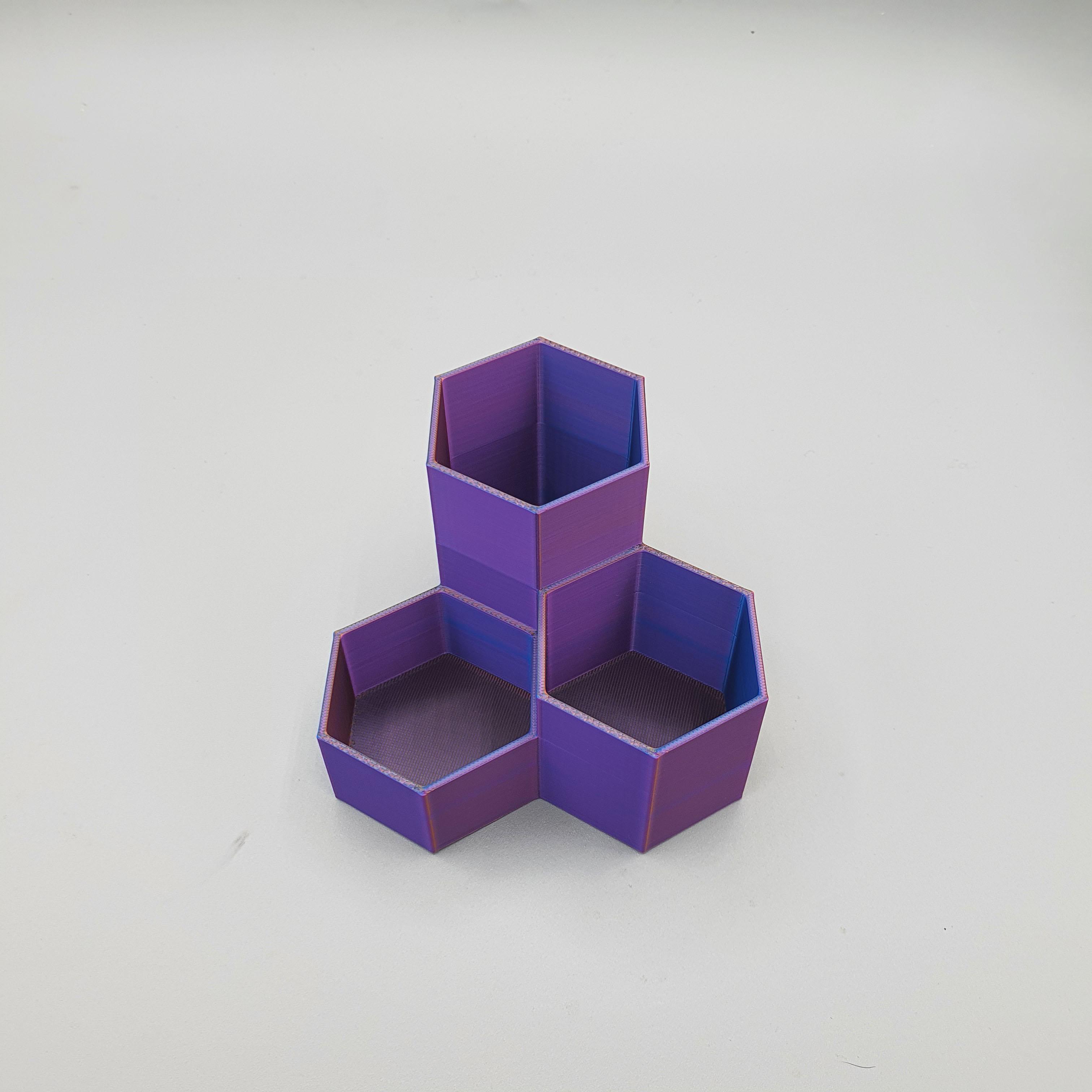 Hexagonal Pen Holder Trio 3d model