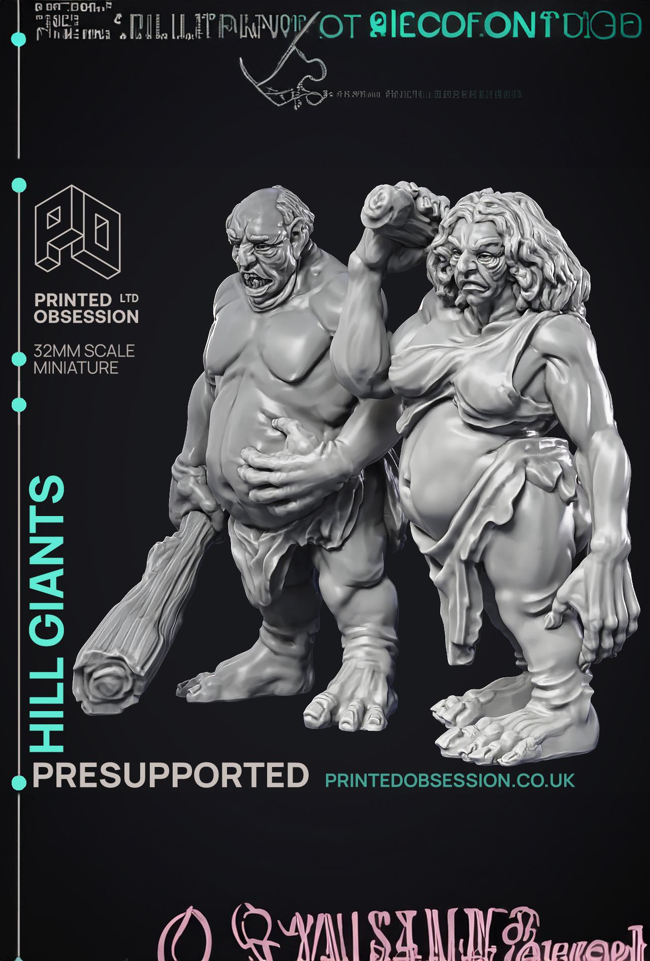 Hill giants - 2 Models - PRESUPPORTED - 32 mm scale  3d model