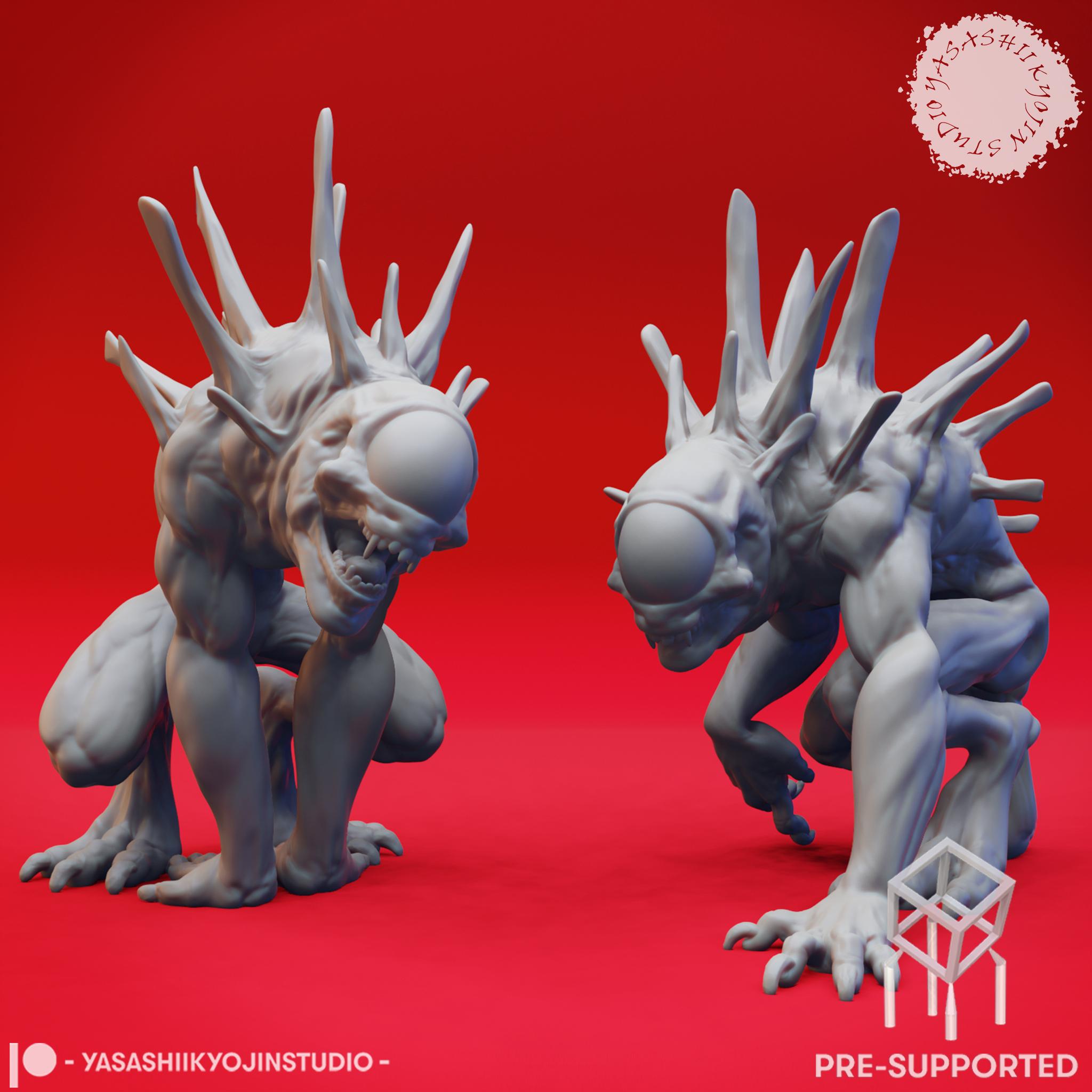 Nothic Pair - Tabletop Miniatures (Pre-Supported) 3d model