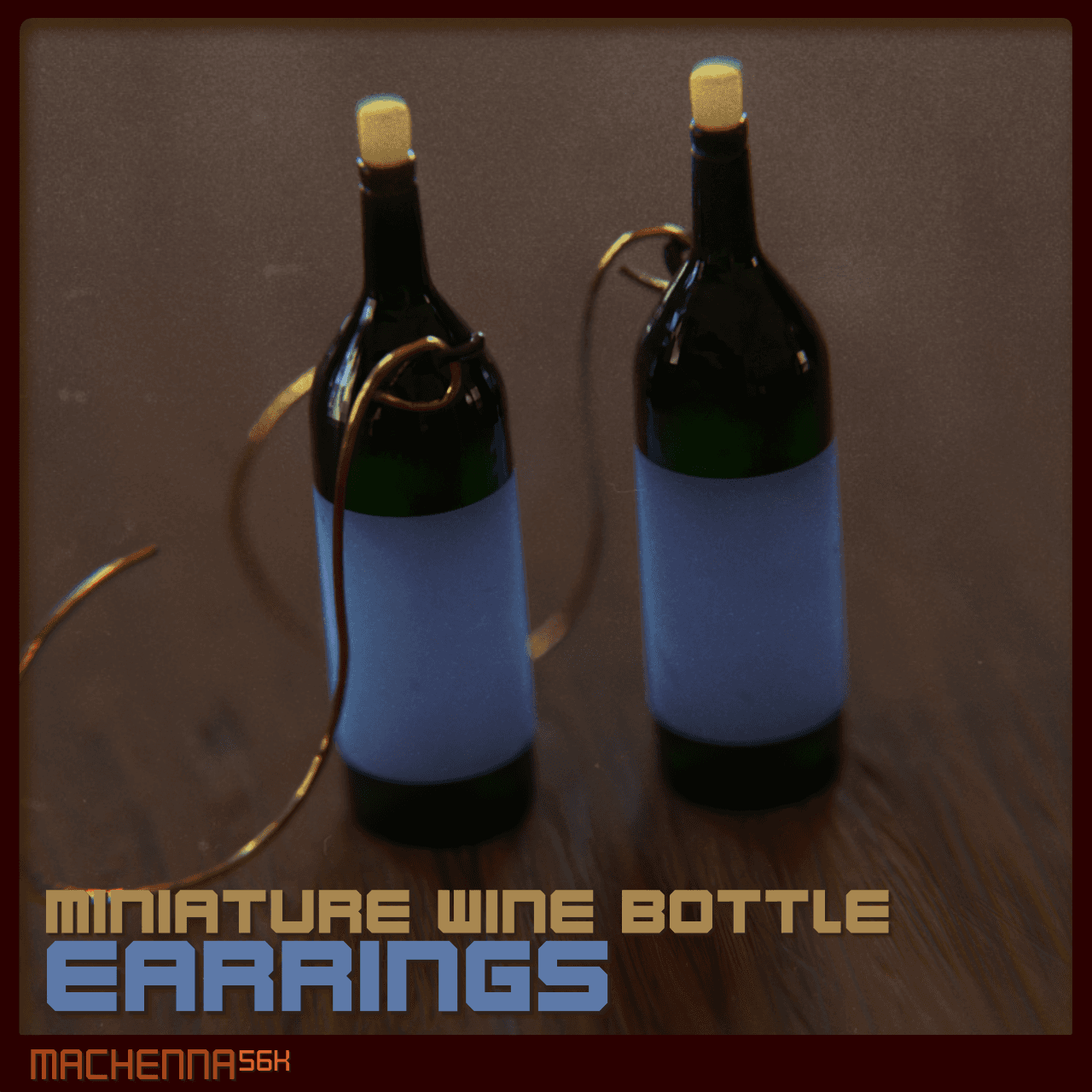 Miniature Wine Bottle Earrings 3d model