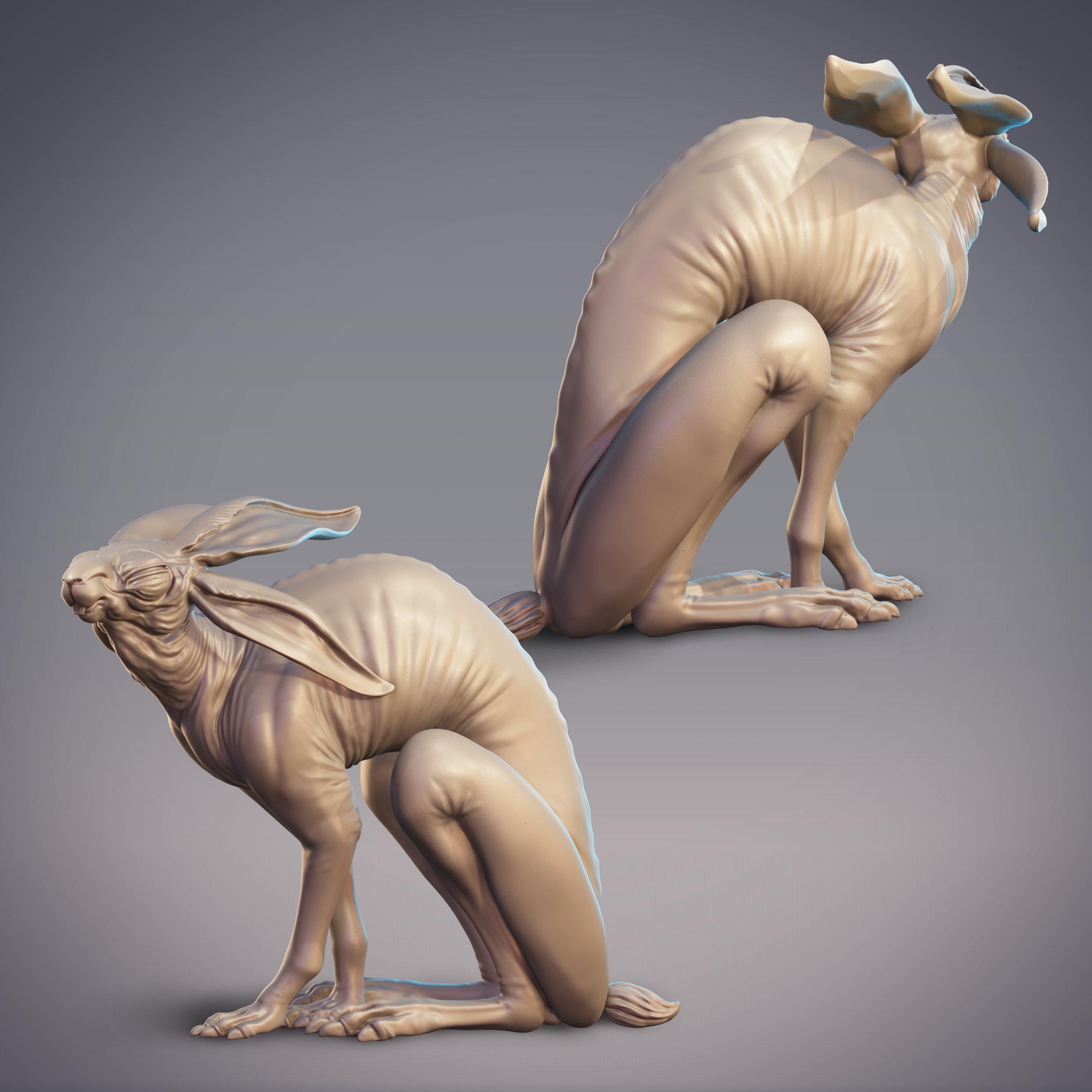 Hairless Rabbit Creature - XiangTu Sacred Beast (Pre-Supported) 3d model