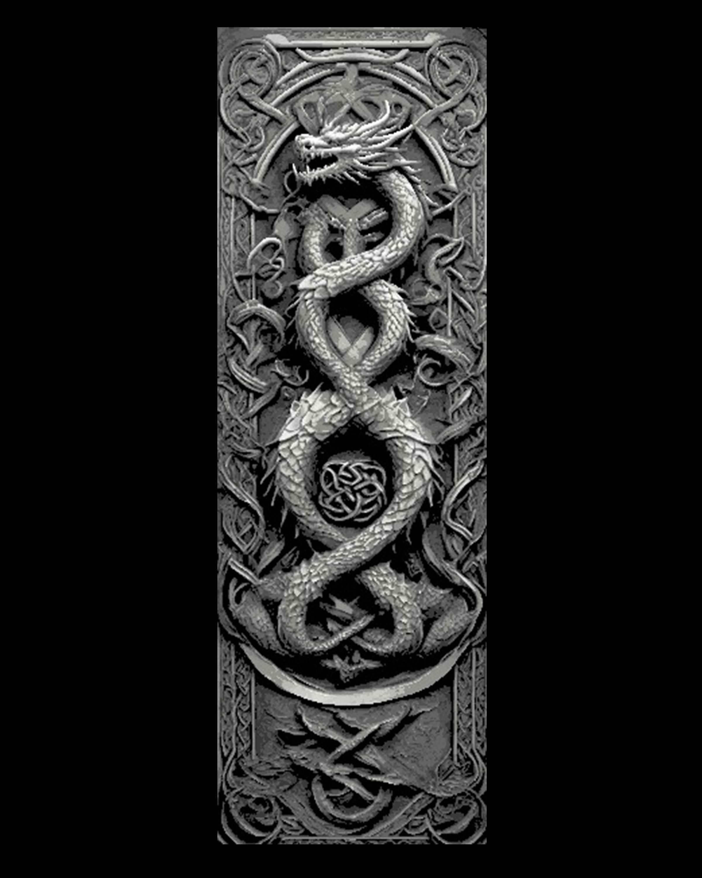 Celtic Knot Carvings depicting Dragons Guarding the way - Set of Bookmarks 3d model