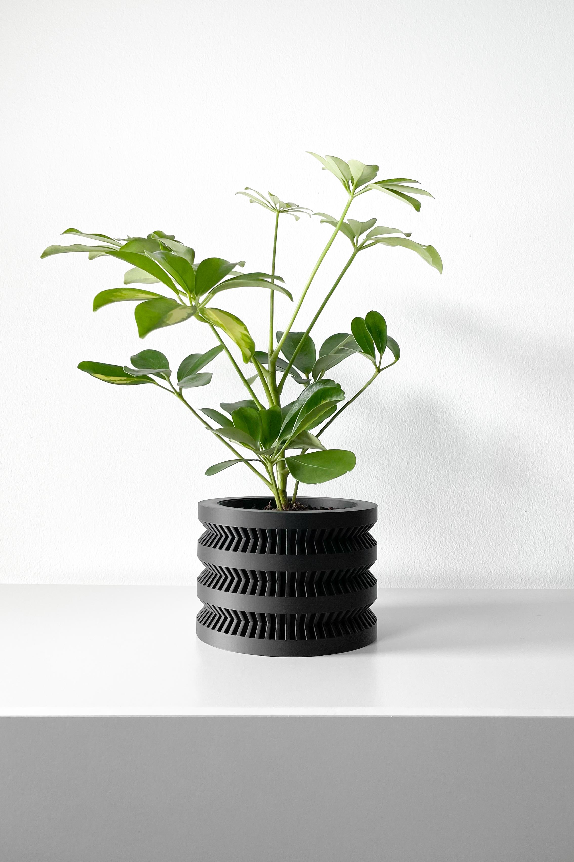 The Civen Planter Pot with Drainage Tray & Stand Included | Modern and Unique Home Decor 3d model
