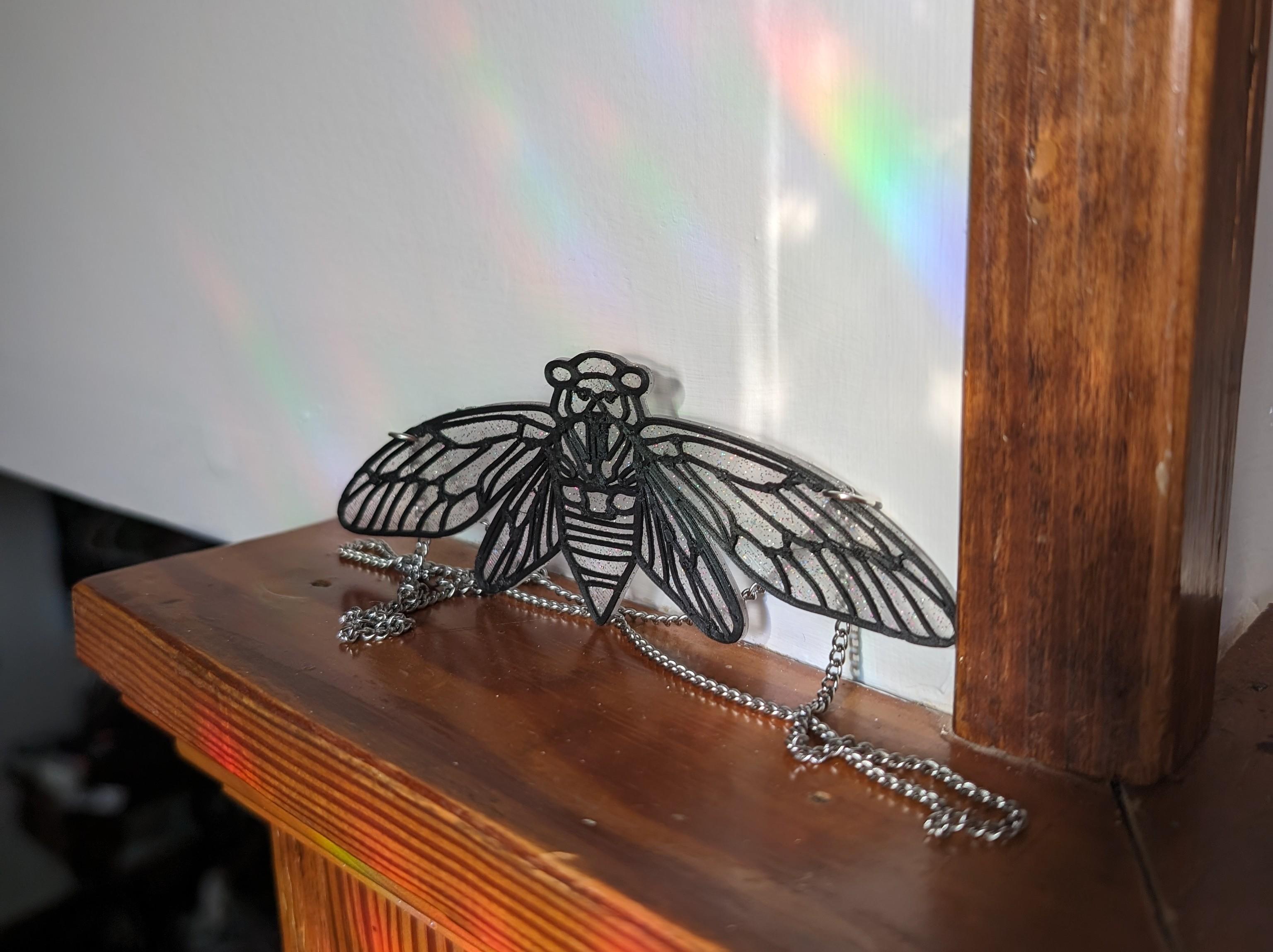 Cicada Stained Glass Suncatcher Pendant Necklace - Double Pendant with the opportunity for easy mult 3d model