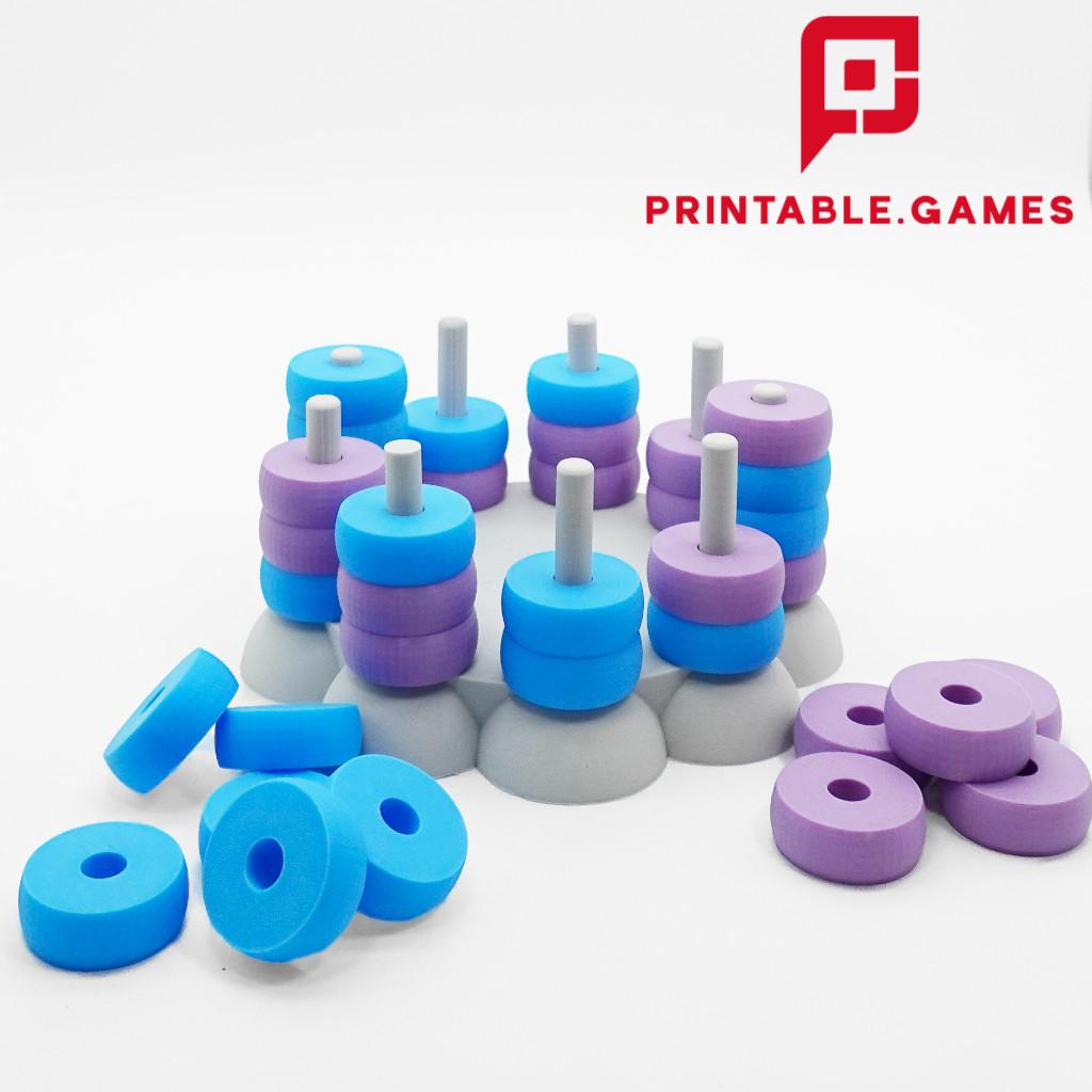 3D ROUND 9 PEGS FOUR IN A ROW GAME 3d model