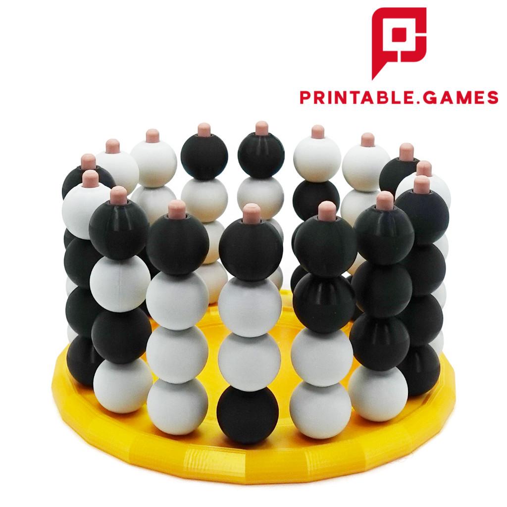 3D ROUND 16 PEGS FOUR IN A ROW GAME 3d model