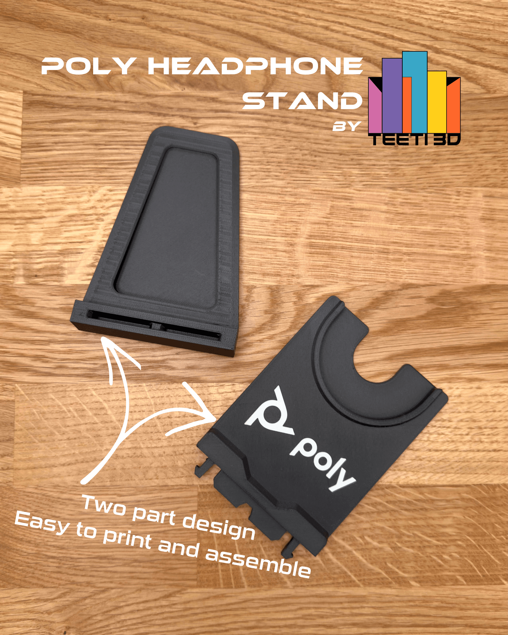 Poly Headphones stand 3d model