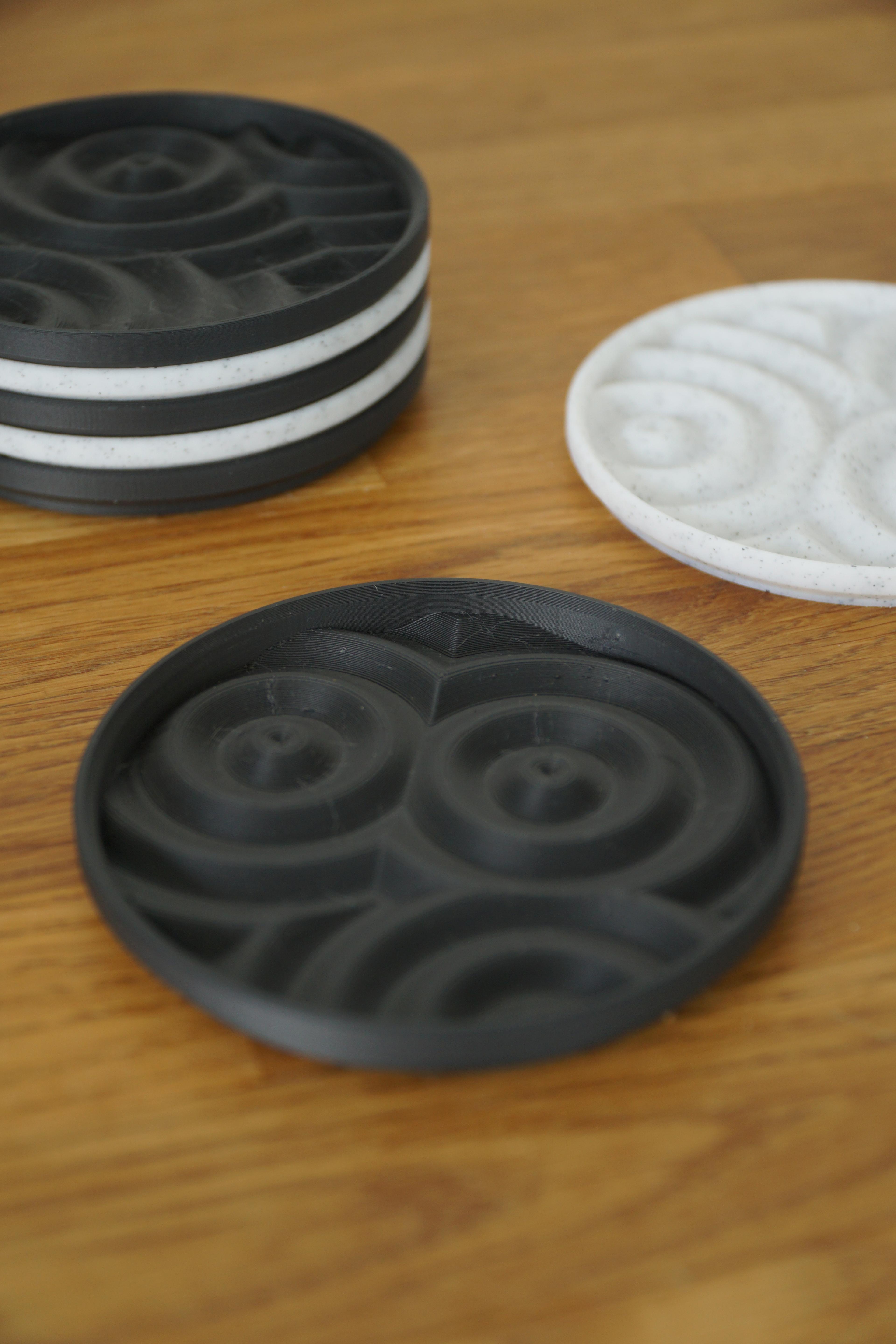 Ripple Pattern Coasters | 2 sizes | 12 Variations | 3D Print STL File Digital Download | Stackable C 3d model