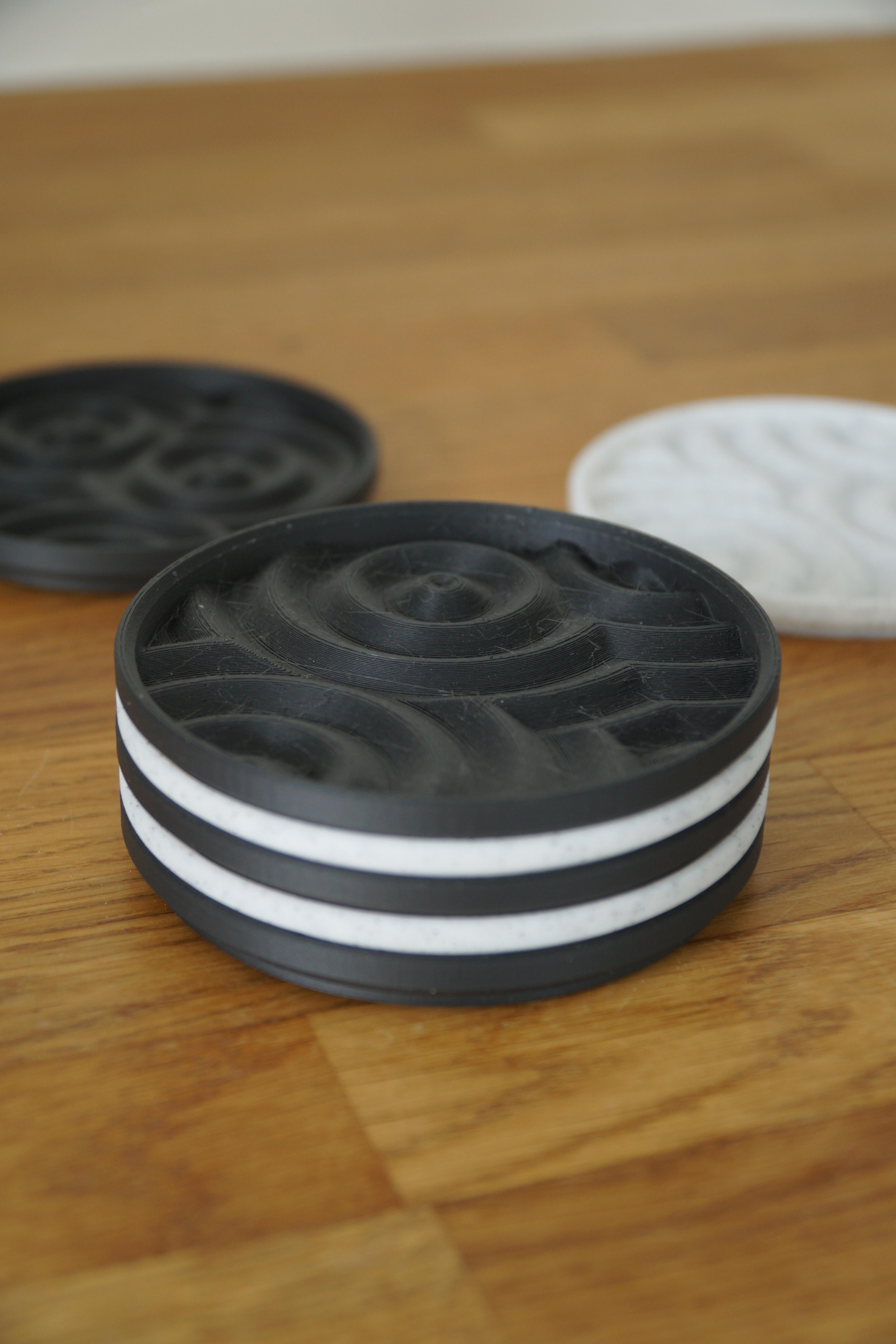 Ripple Pattern Coasters | 2 sizes | 12 Variations | 3D Print STL File Digital Download | Stackable C 3d model