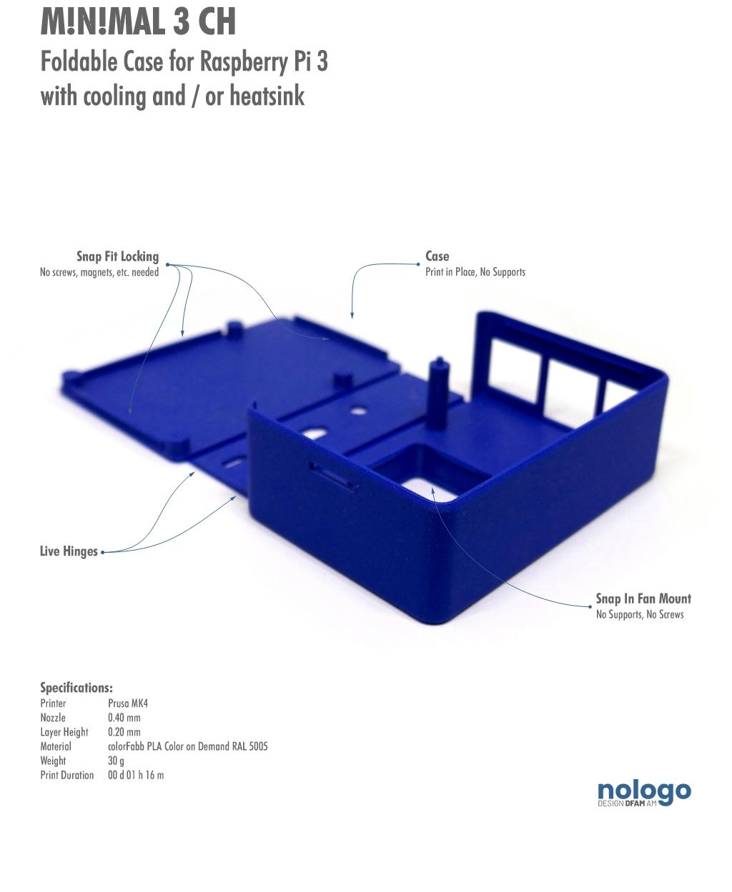 M!N!MAL 3 CH - Raspberry Pi 3 Case 3d model