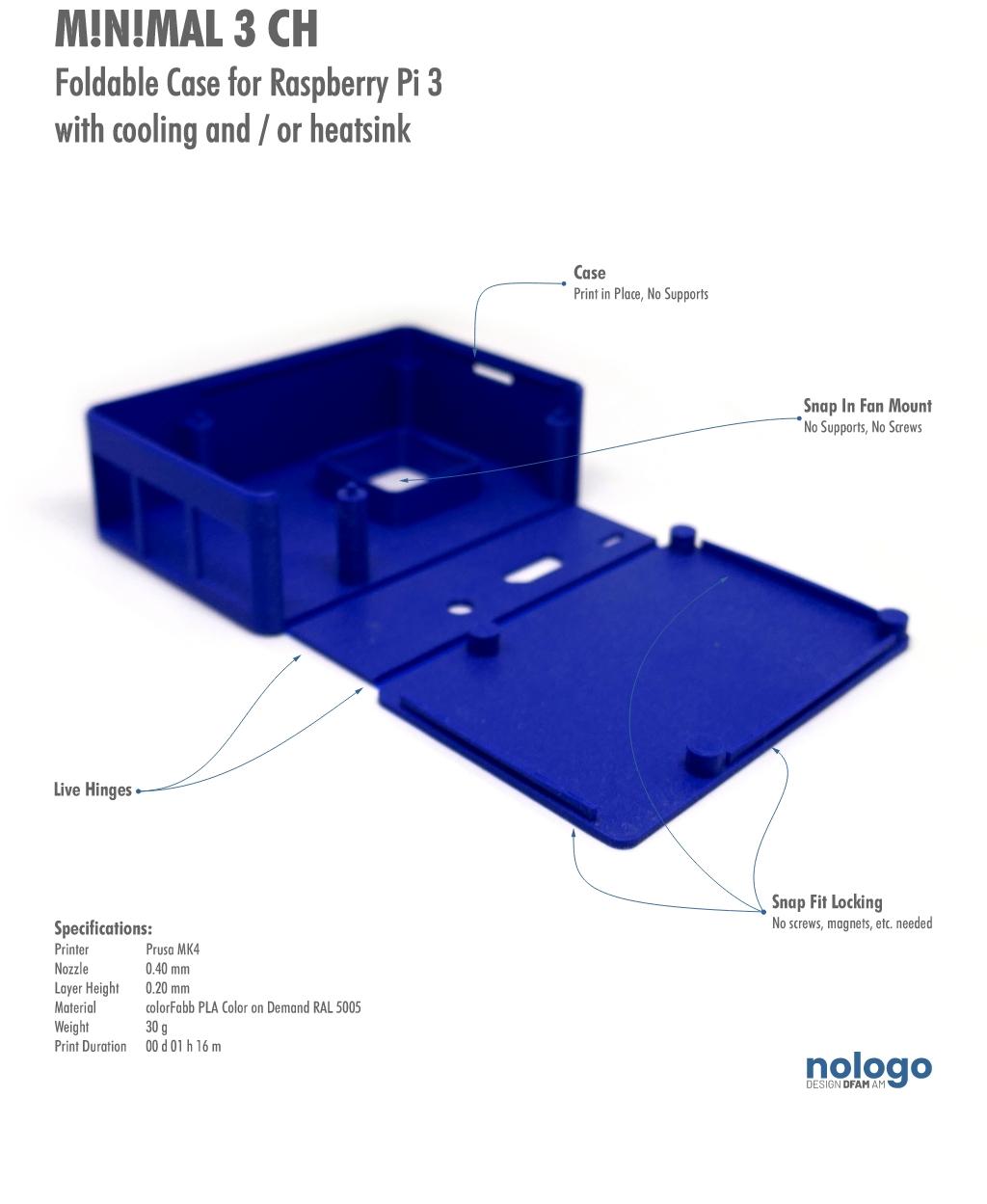 M!N!MAL 3 CH - Raspberry Pi 3 Case 3d model