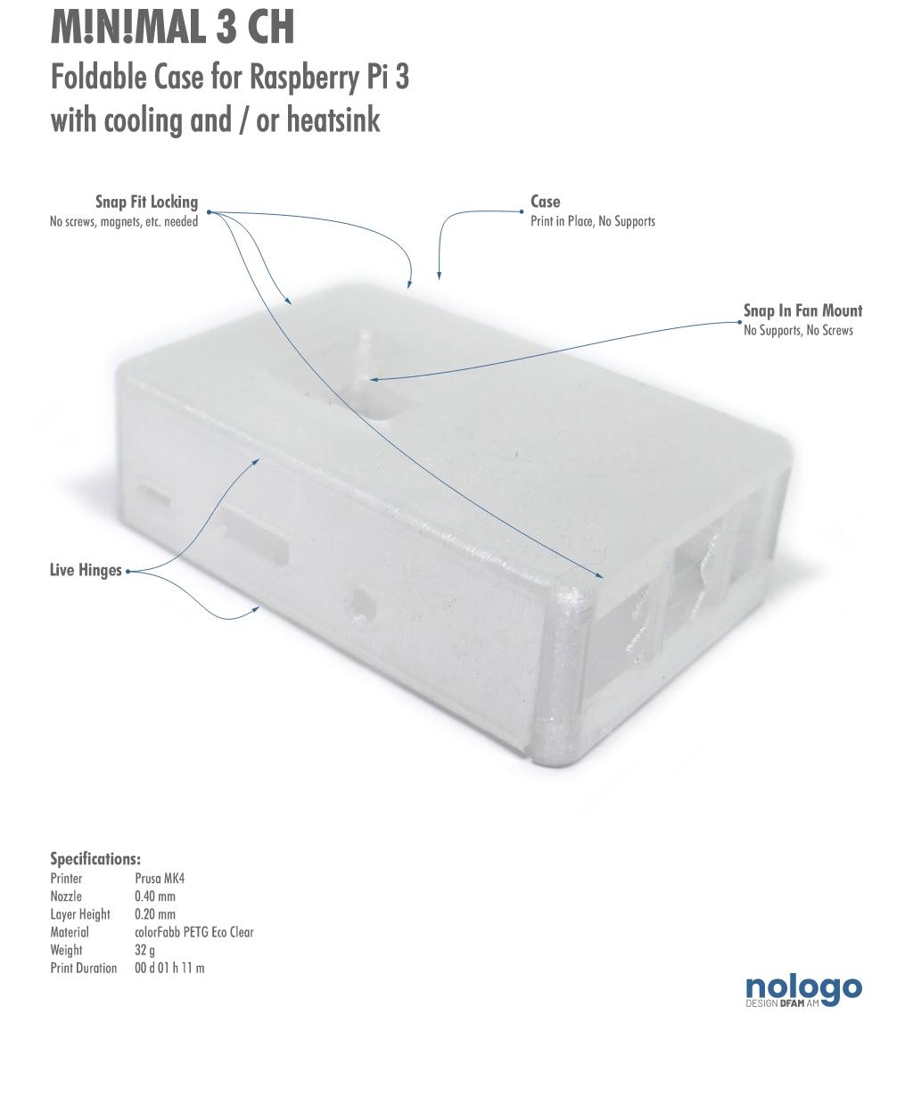 M!N!MAL 3 CH - Raspberry Pi 3 Case 3d model