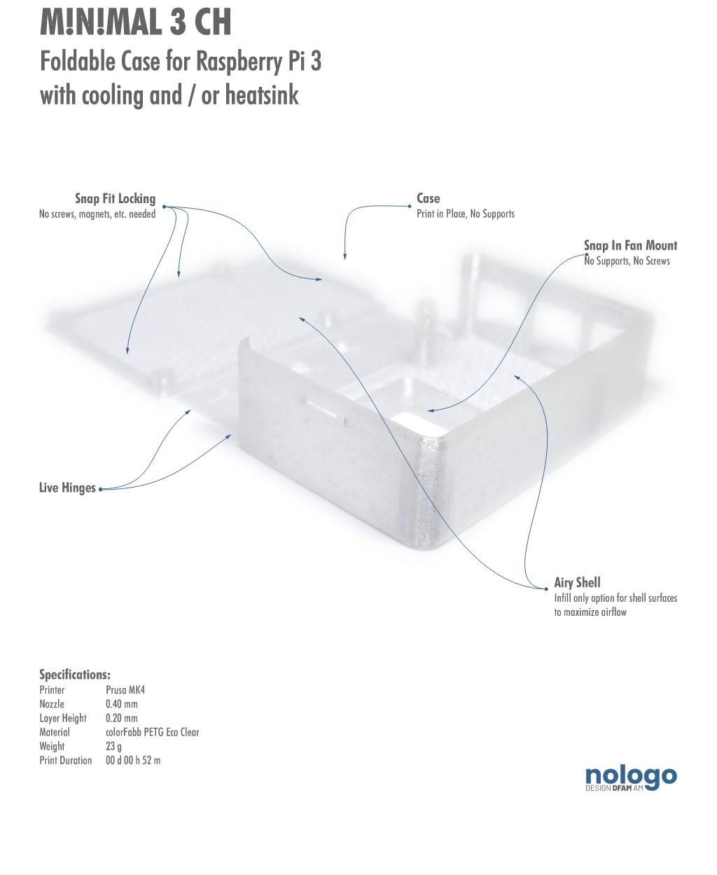 M!N!MAL 3 CH - Raspberry Pi 3 Case 3d model