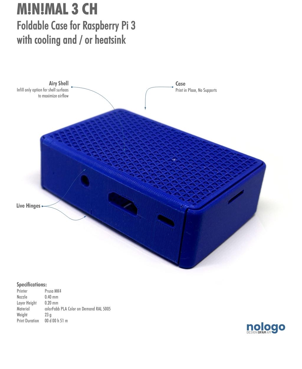 M!N!MAL 3 CH - Raspberry Pi 3 Case 3d model