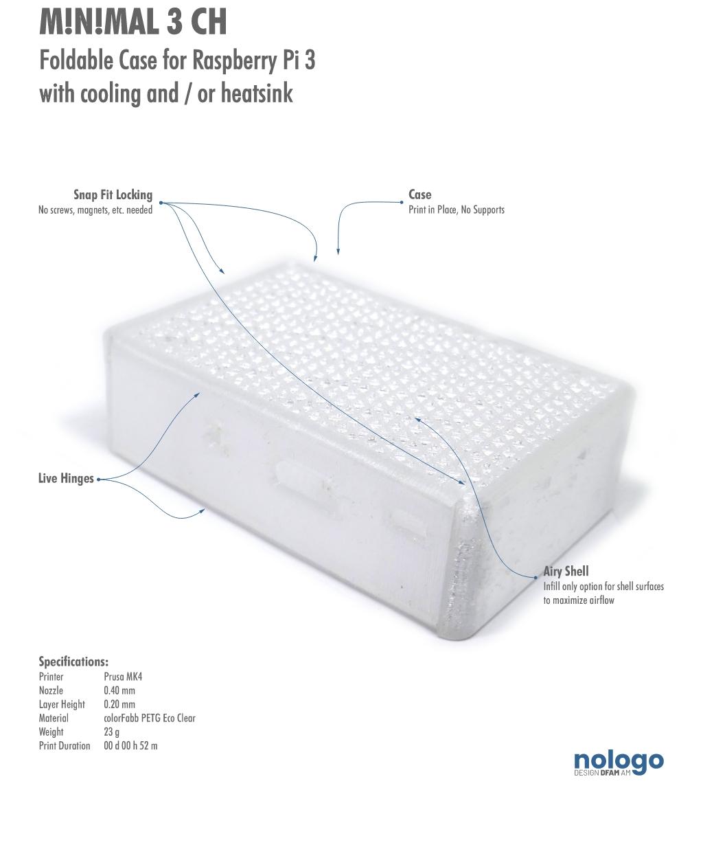 M!N!MAL 3 CH - Raspberry Pi 3 Case 3d model