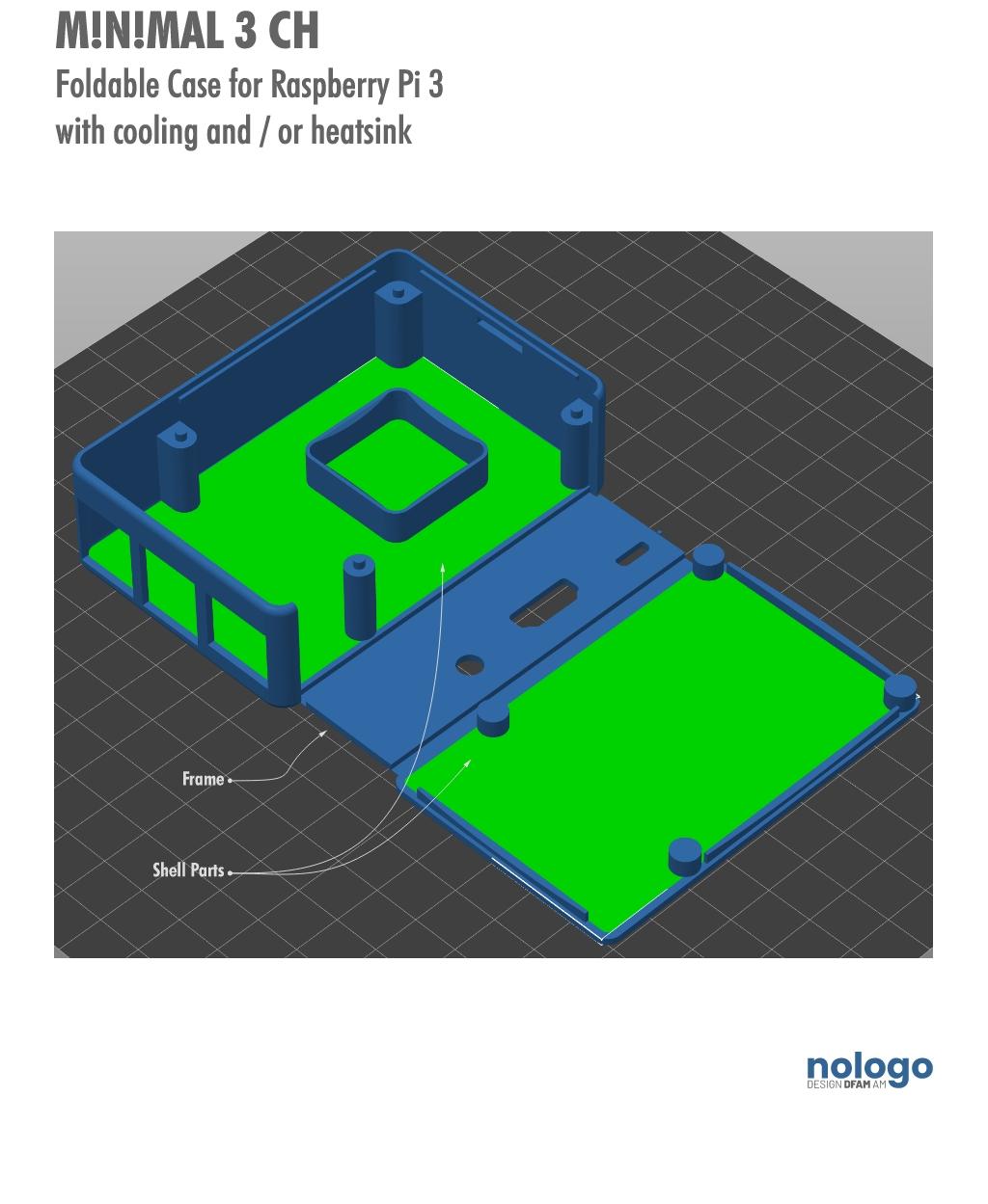 M!N!MAL 3 CH - Raspberry Pi 3 Case 3d model