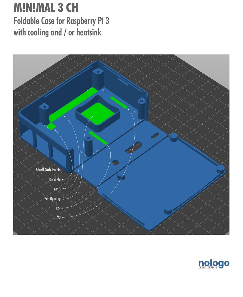 M!N!MAL 3 CH - Raspberry Pi 3 Case 3d model