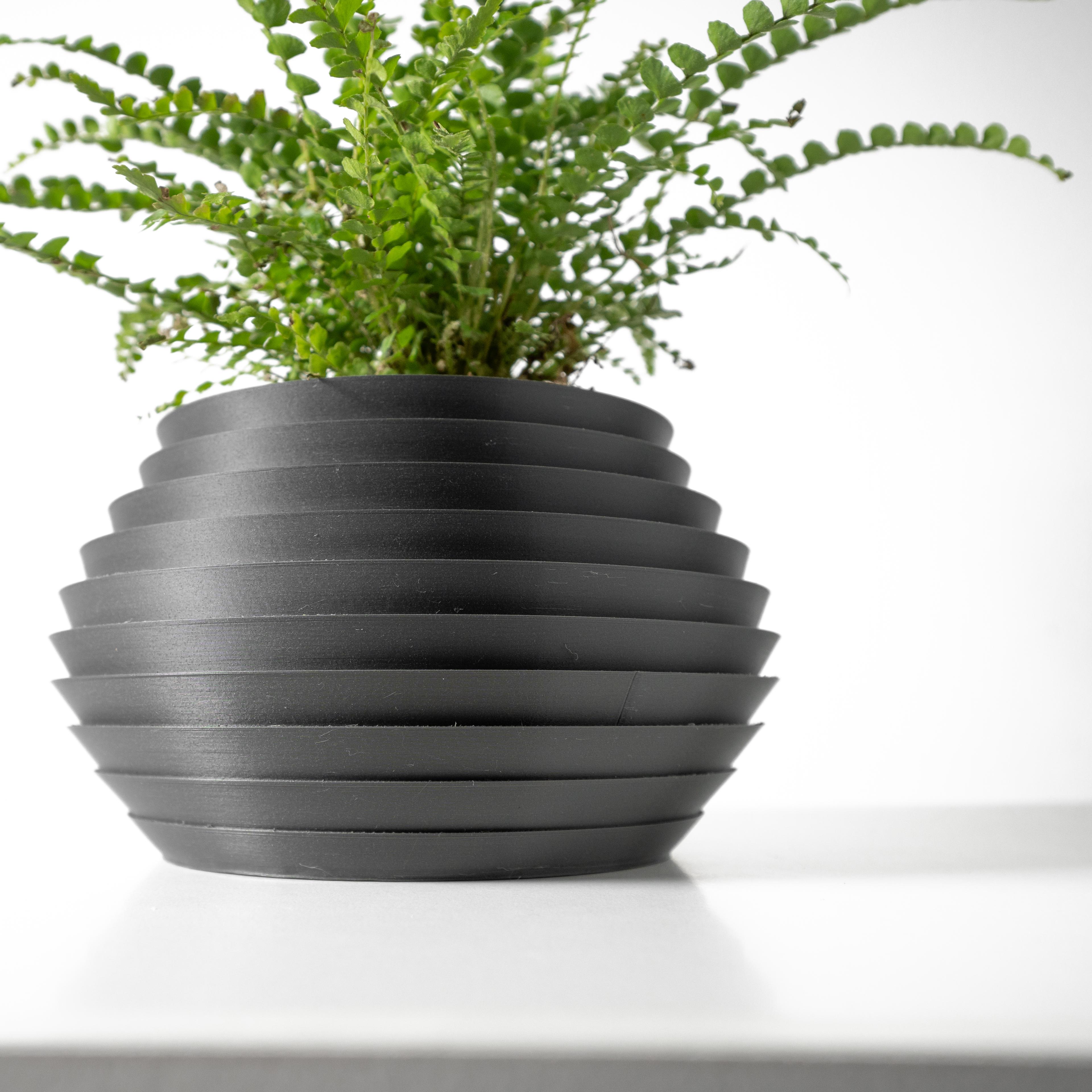 The Harno Planter Pot with Drainage Tray & Stand: Modern and Unique Home Decor for Plants 3d model