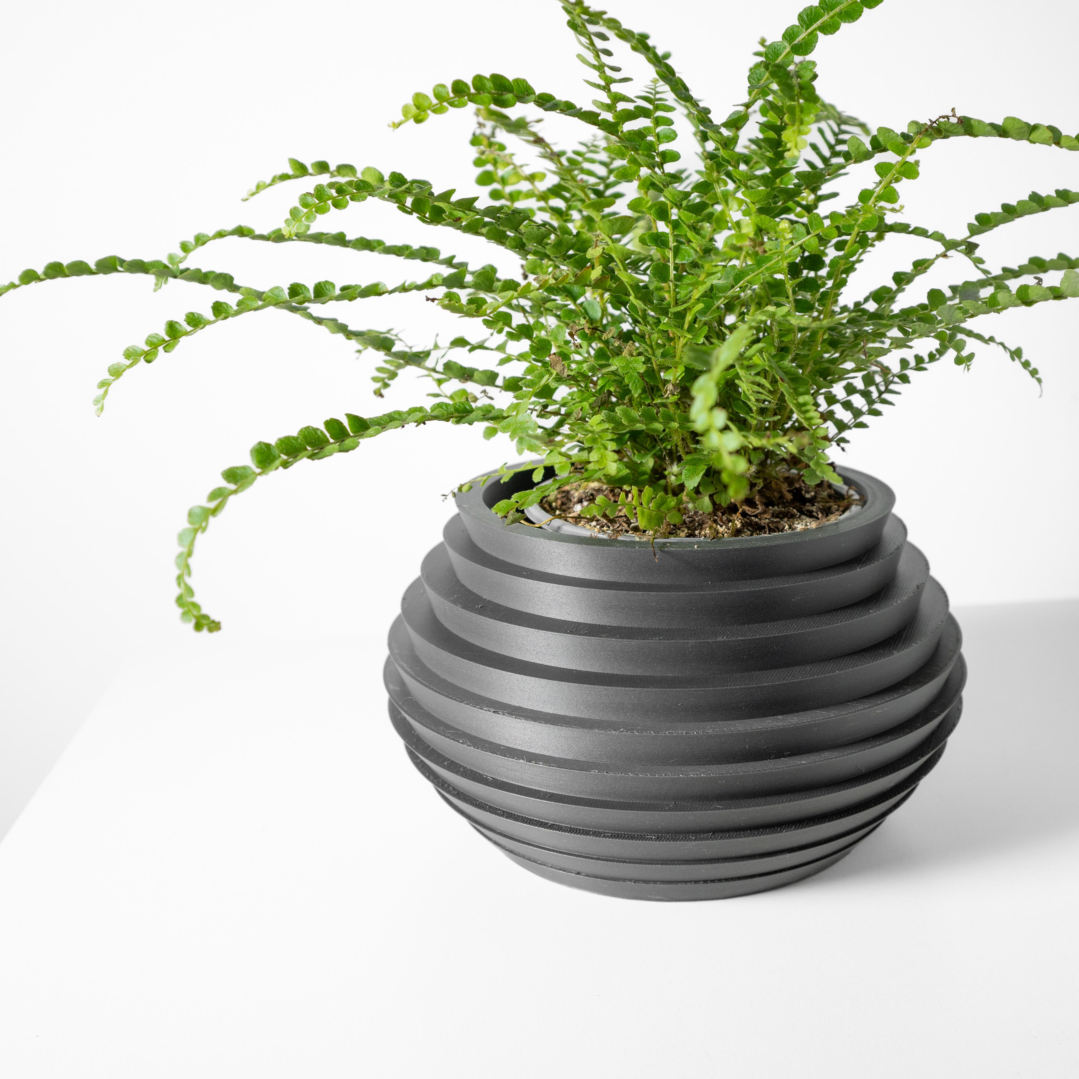 The Harno Planter Pot with Drainage Tray & Stand: Modern and Unique Home Decor for Plants 3d model