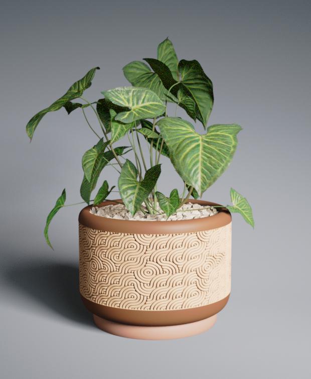 Planter Pot Ramen with Rounded Base 3d model