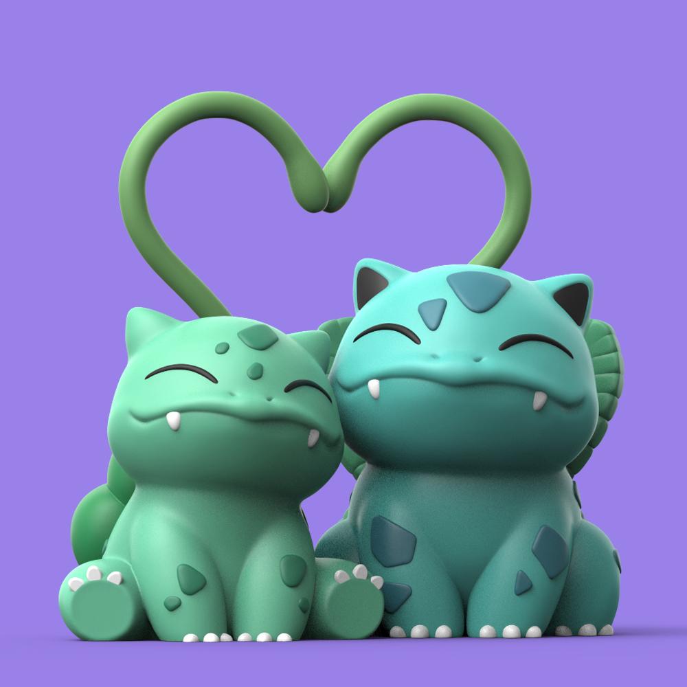 Valentine Bulbasaur (Easy Print No Supports) 3d model