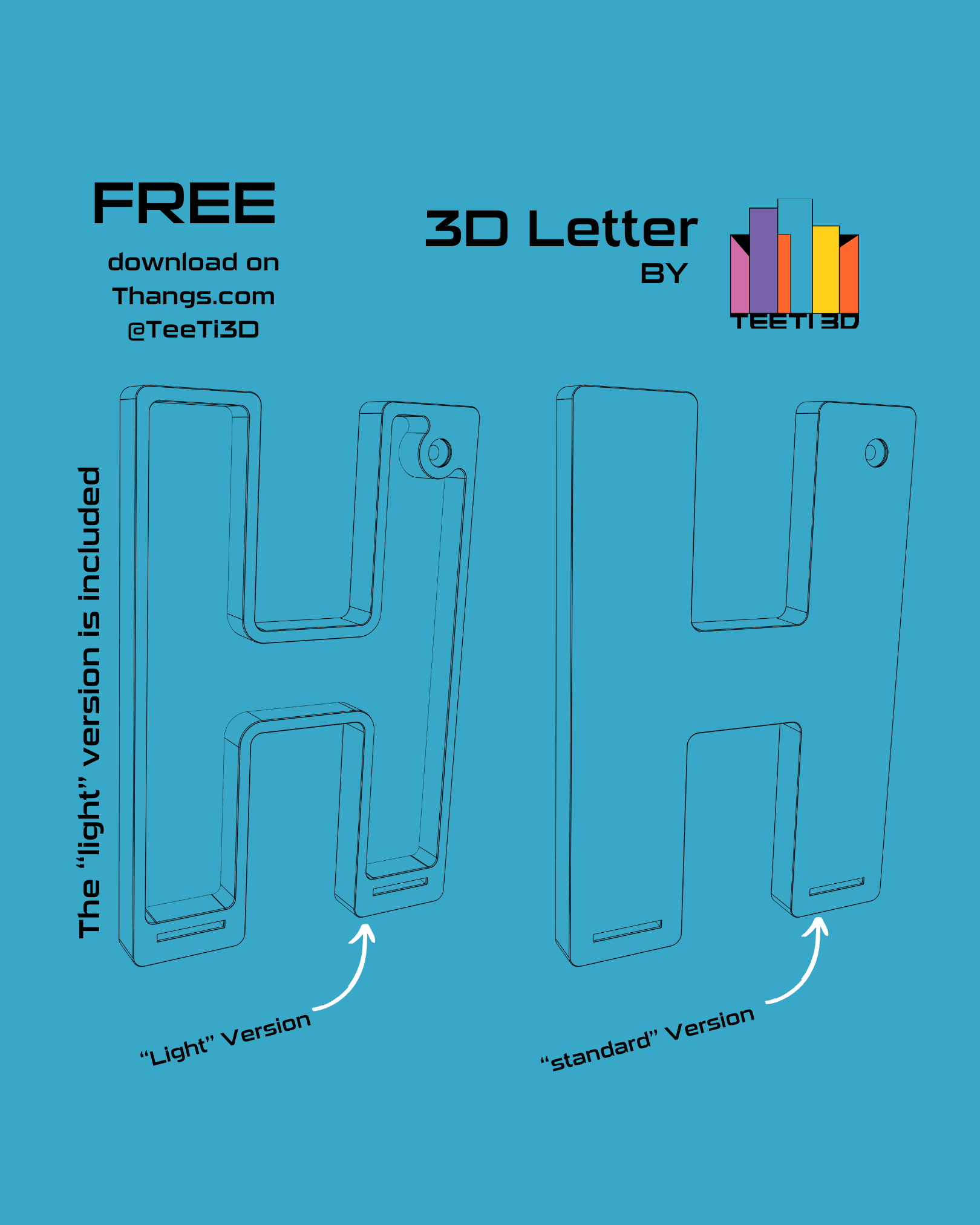 3D Letter H - by TeeTi3D 3d model
