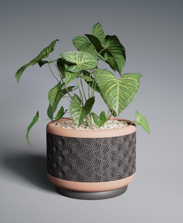 Planter Pot Pressed Nodes with Rounded Base 3d model