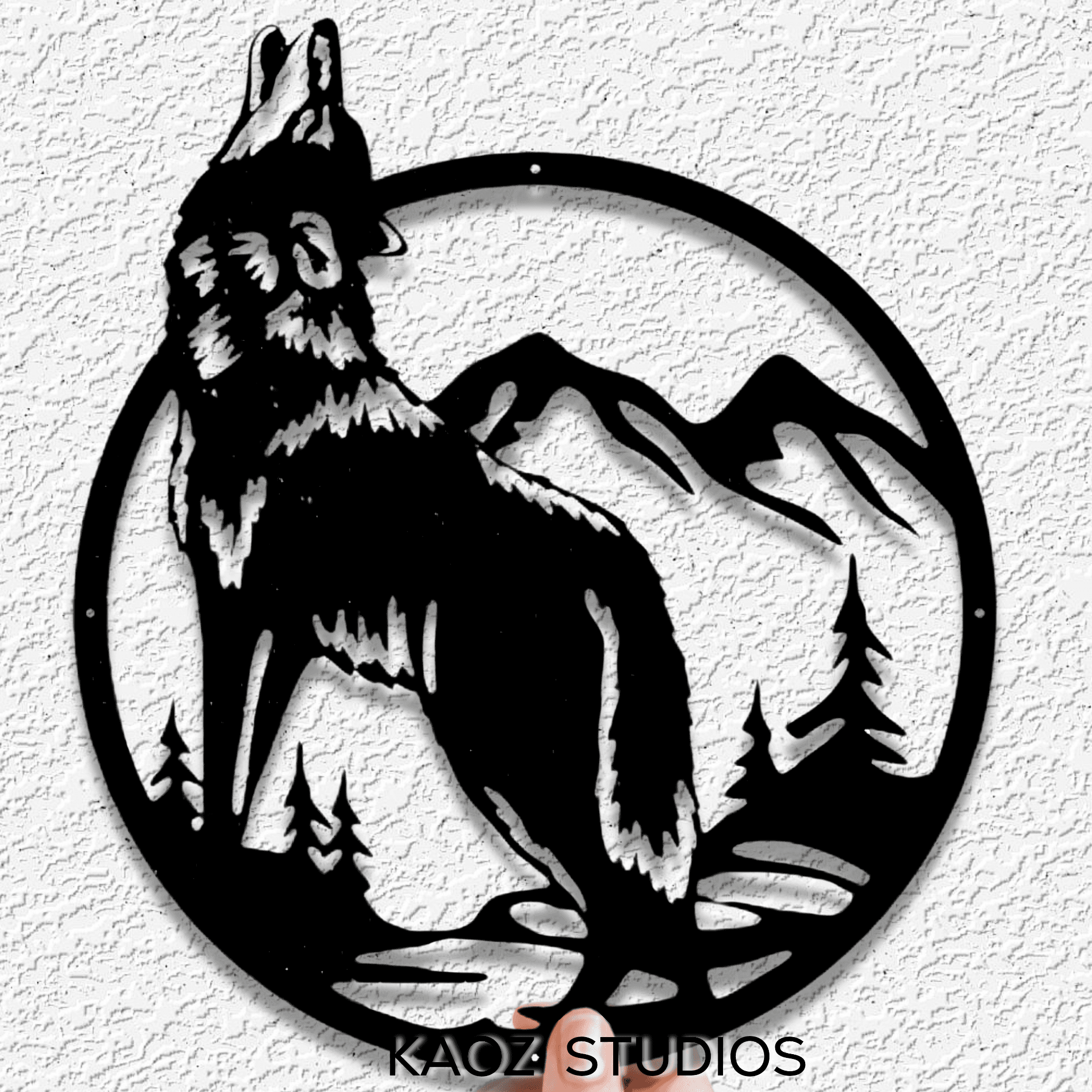 wolf howling at the moon wall art wildlife scenery wall decor 3d model