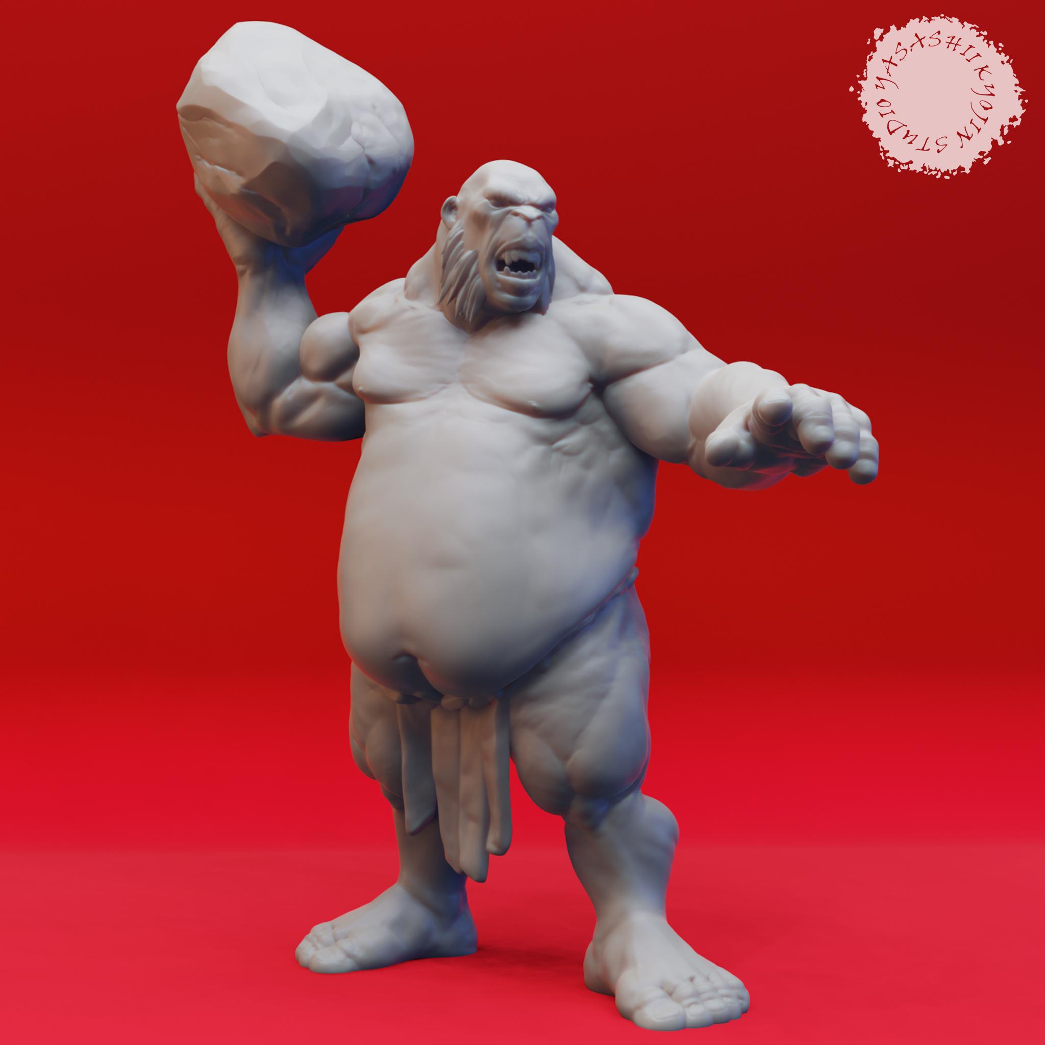 Ogre Warband - Tabletop Miniatures (Pre-Supported) 3d model