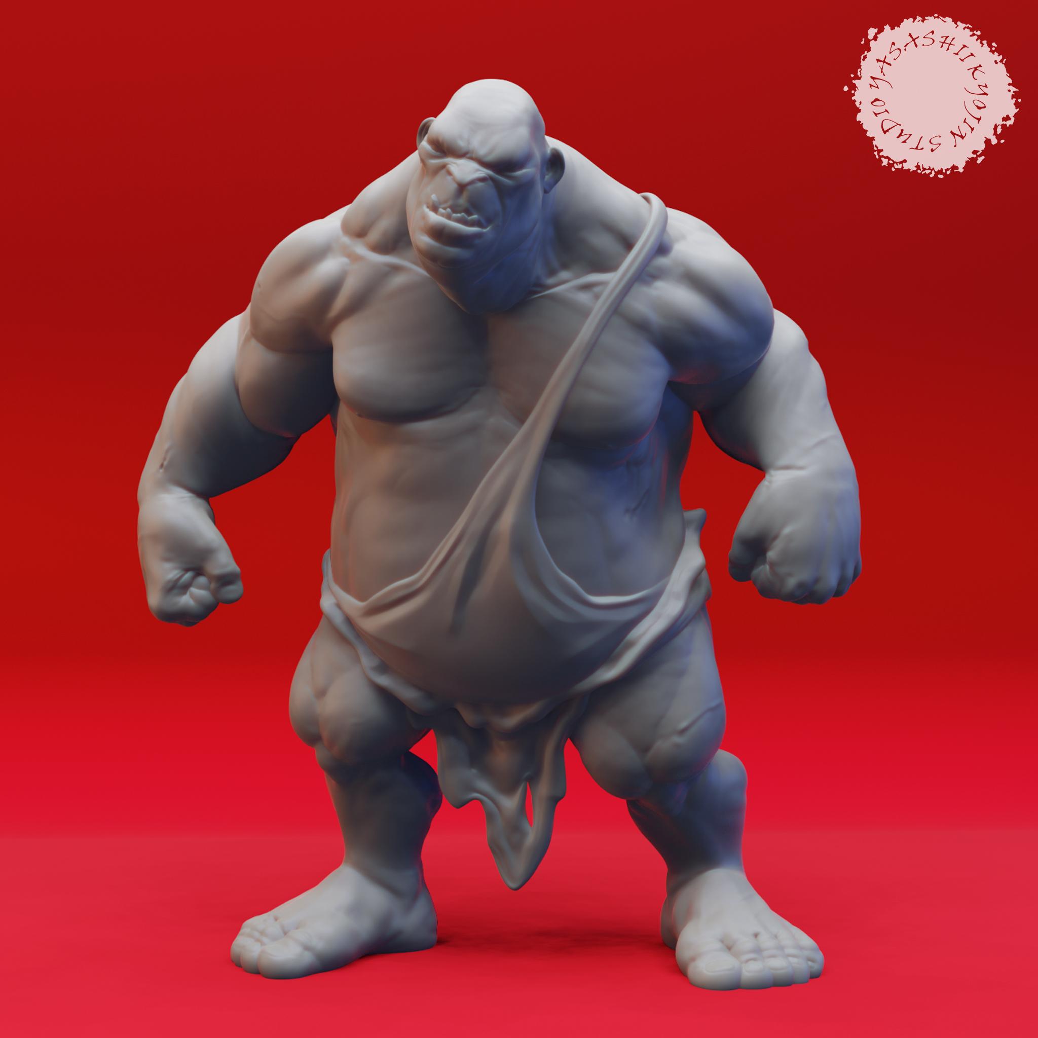 Ogre Warband - Tabletop Miniatures (Pre-Supported) 3d model