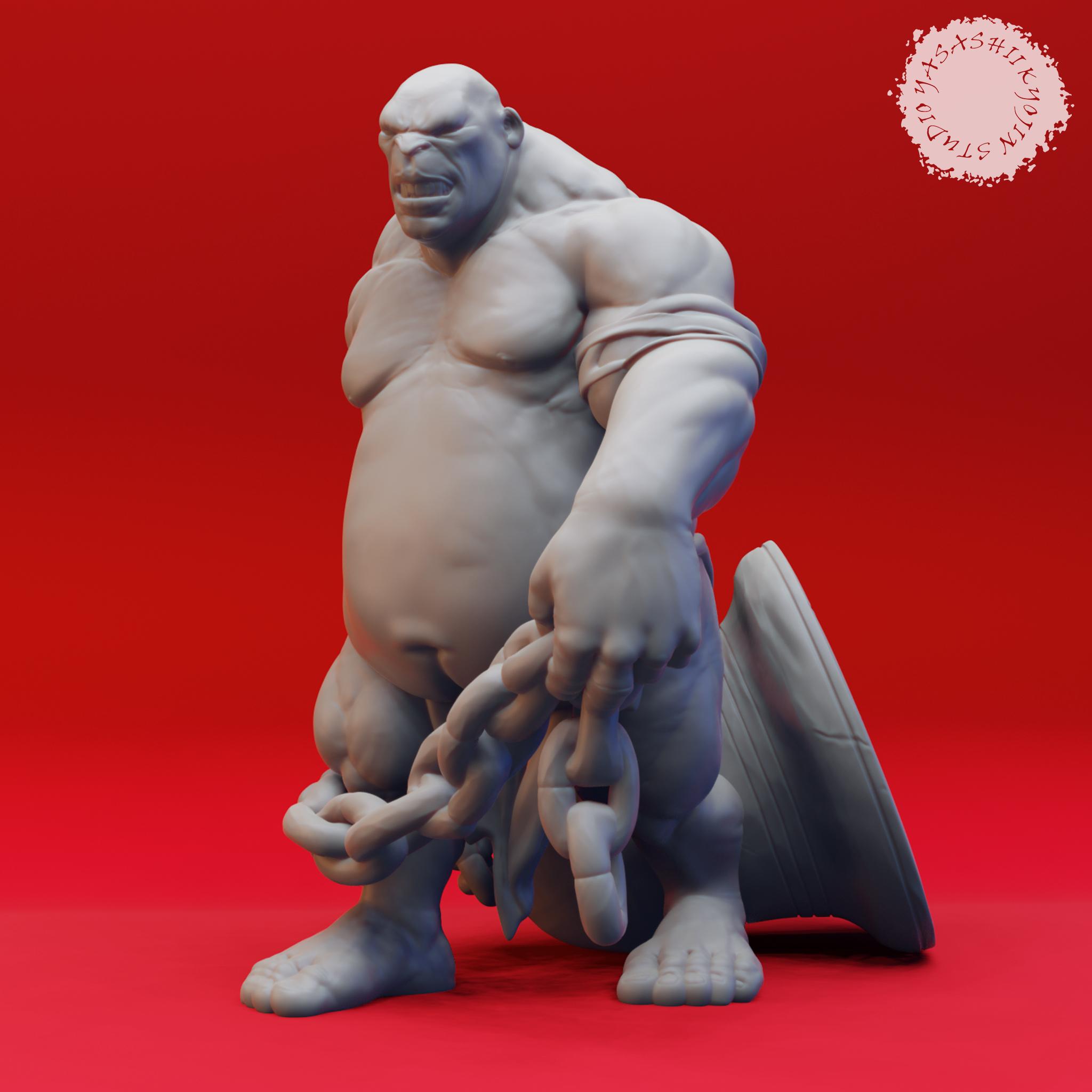 Ogre Warband - Tabletop Miniatures (Pre-Supported) 3d model