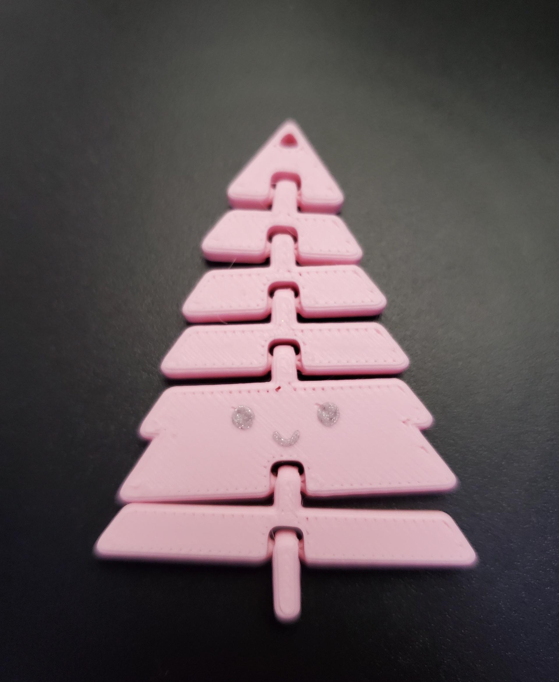 Articulated Kawaii Christmas Tree Keychain - Print in place fidget toy - 3mf - polyterra sakura pink - 3d model