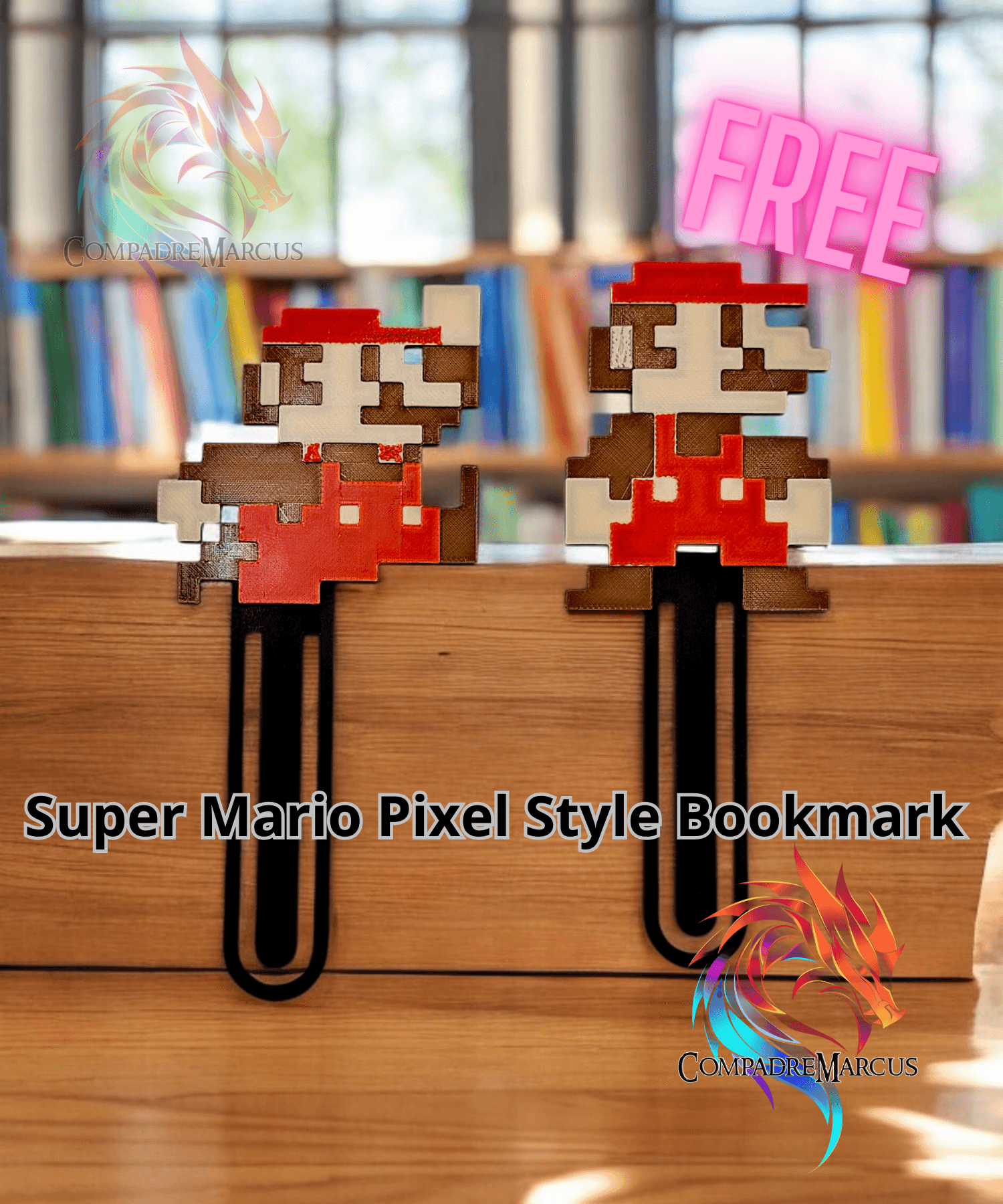 Bookmark Pixel Style Mario Bros / No supports / 3mf included 3d model