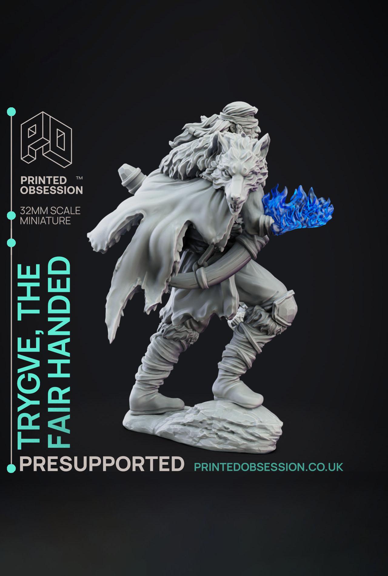 Trygve - The Fair Handed - Deity Fight Club - PRESUPPORTED - Illustrated and Stats - 32mm scale			 3d model