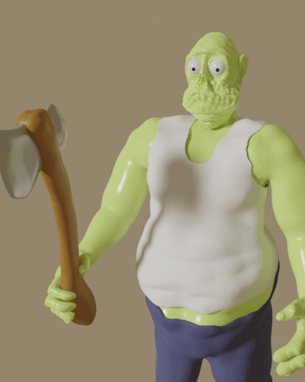 Deranged Axe Murderer Miniature Sculpture for TTRPG or Halloween Decoration 3d model