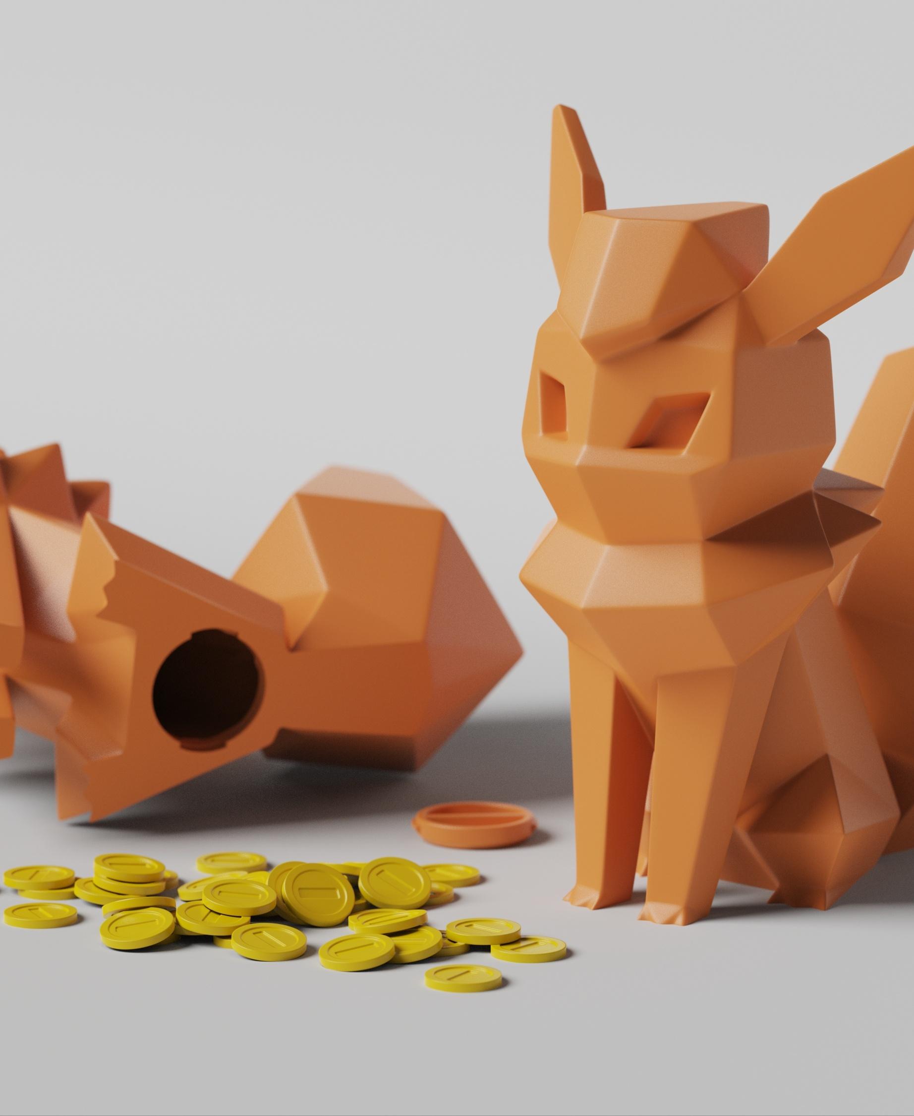 Low-poly Flareon - Piggy Bank 3d model