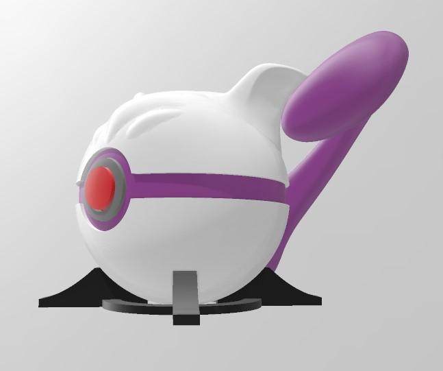 MewtBall Mewtwo Themed Opening Pokeball - Fan Art 3d model