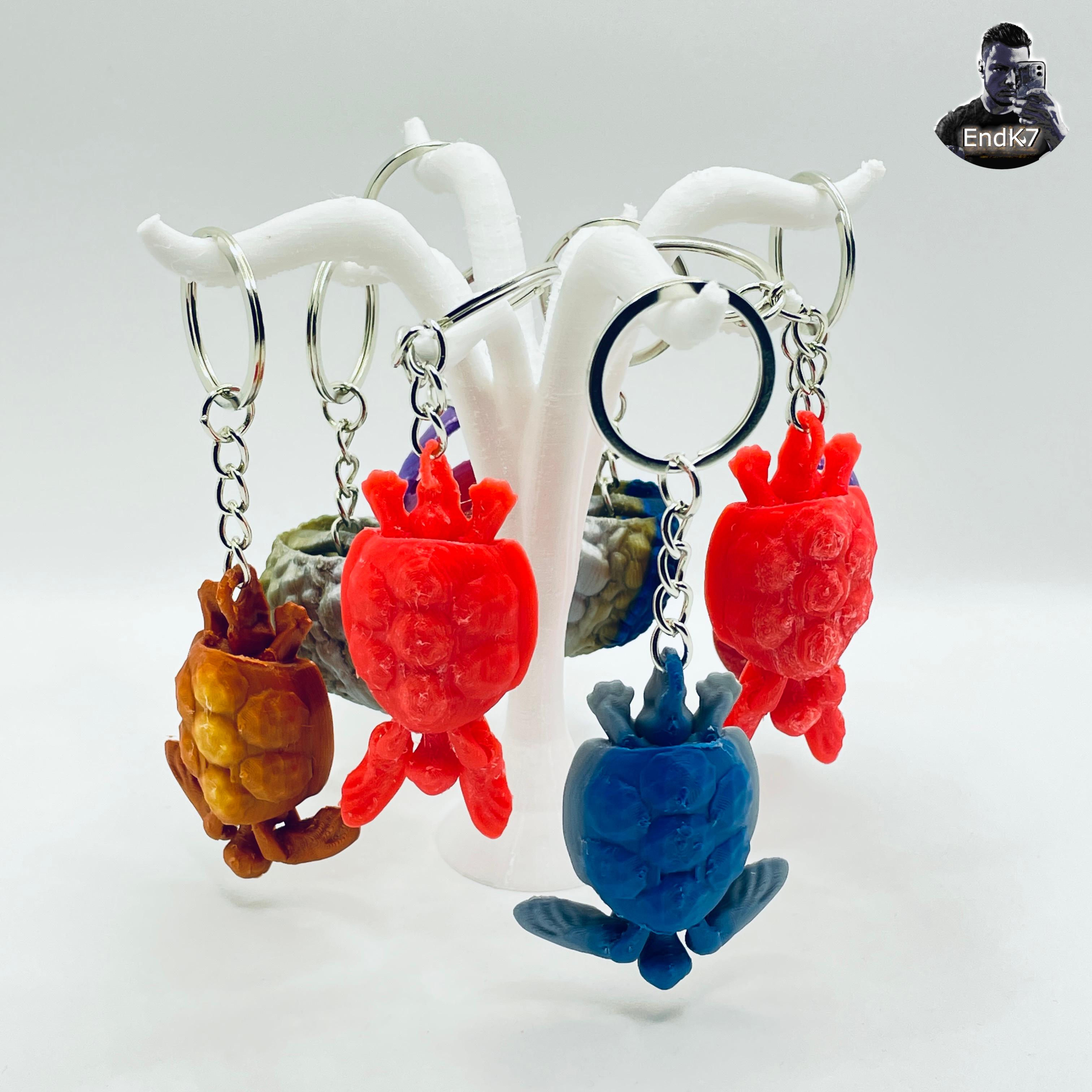 Cute Tiny Turtle Keychain - flexi Fin - Articulated - Print in Place - No Supports 3d model