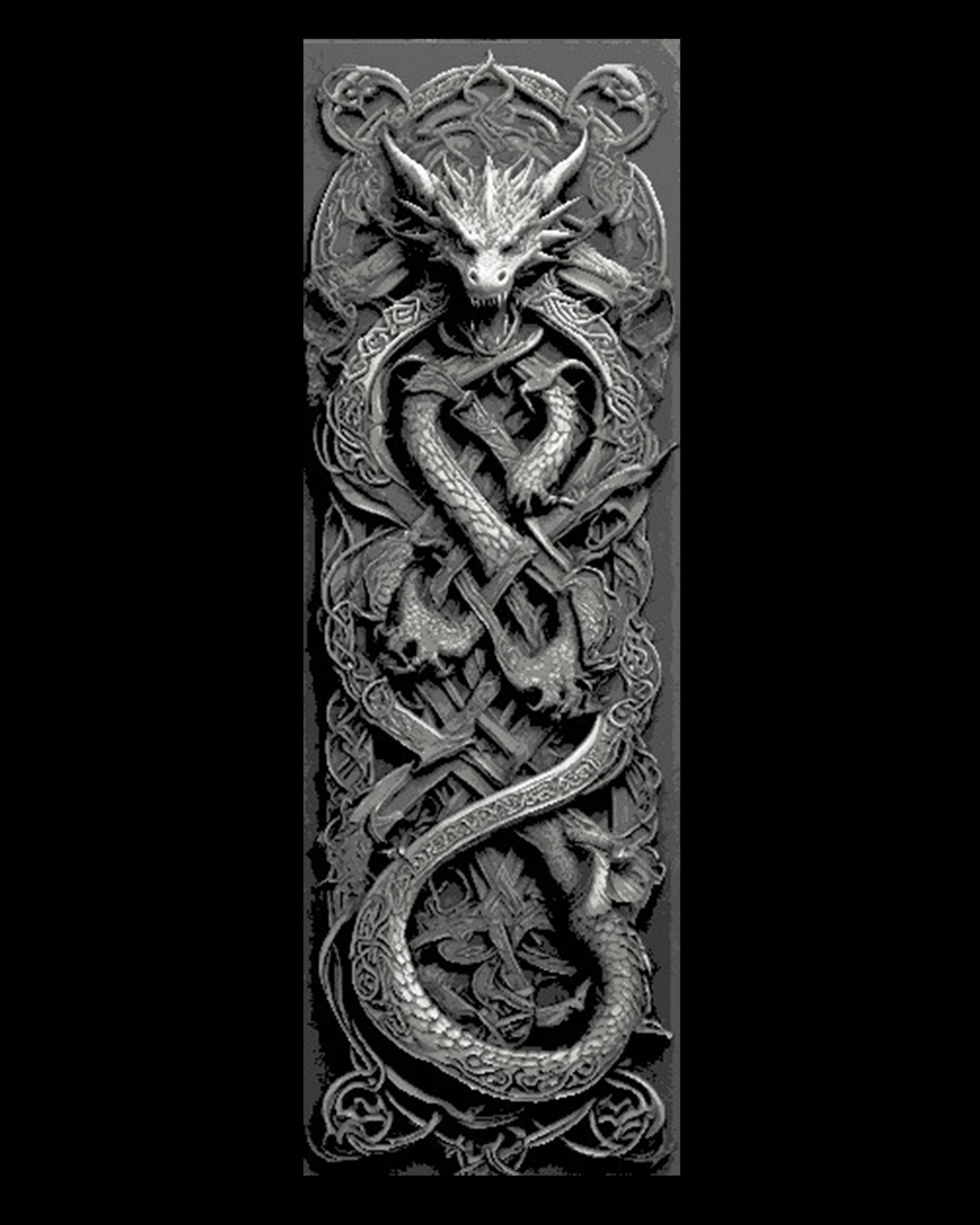 Celtic Knot Carvings depicting Dragons Guarding the way - Set of Bookmarks 3d model