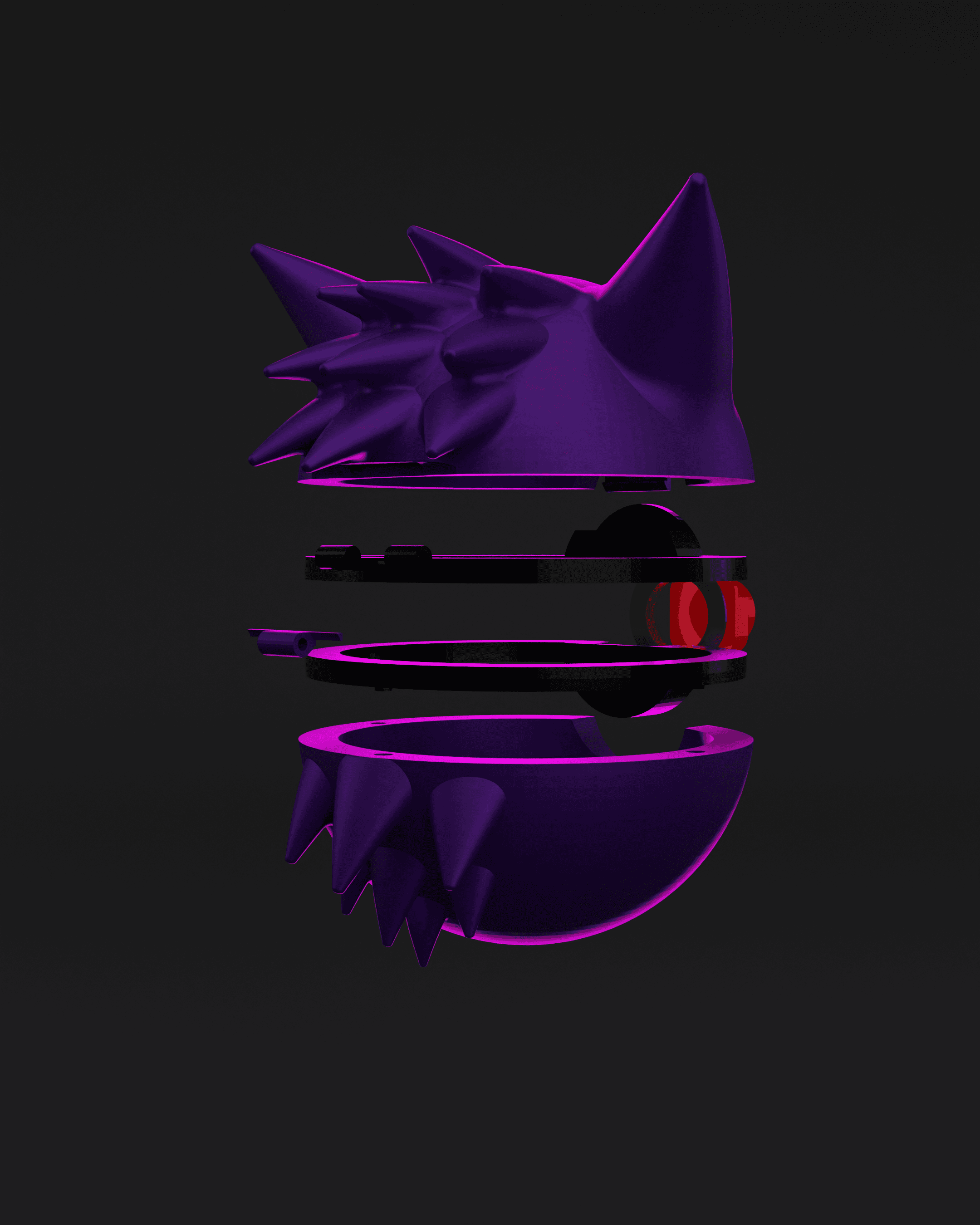 GengaBall Gengar Themed Opening Pokeball - Fan Art 3d model