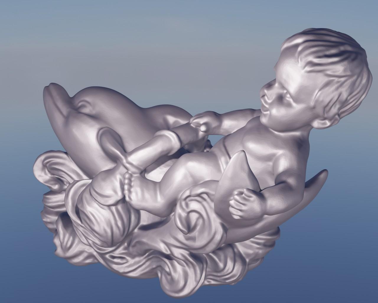Dolphin and child 3d model