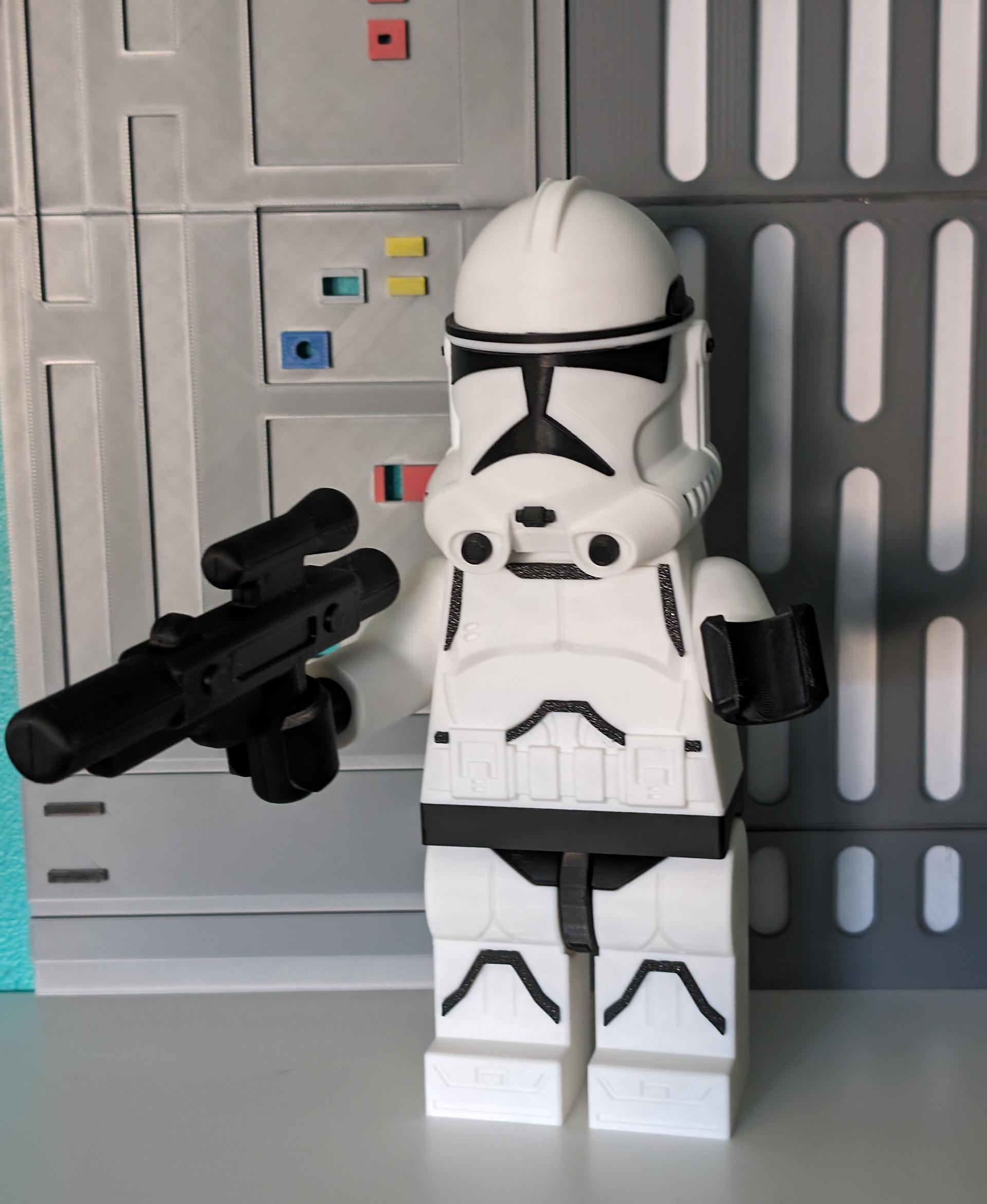 Clone Trooper - Phase II (6:1 LEGO-inspired brick figure, NO MMU/AMS, NO supports, NO glue) - Pew Pew Pew - 3d model