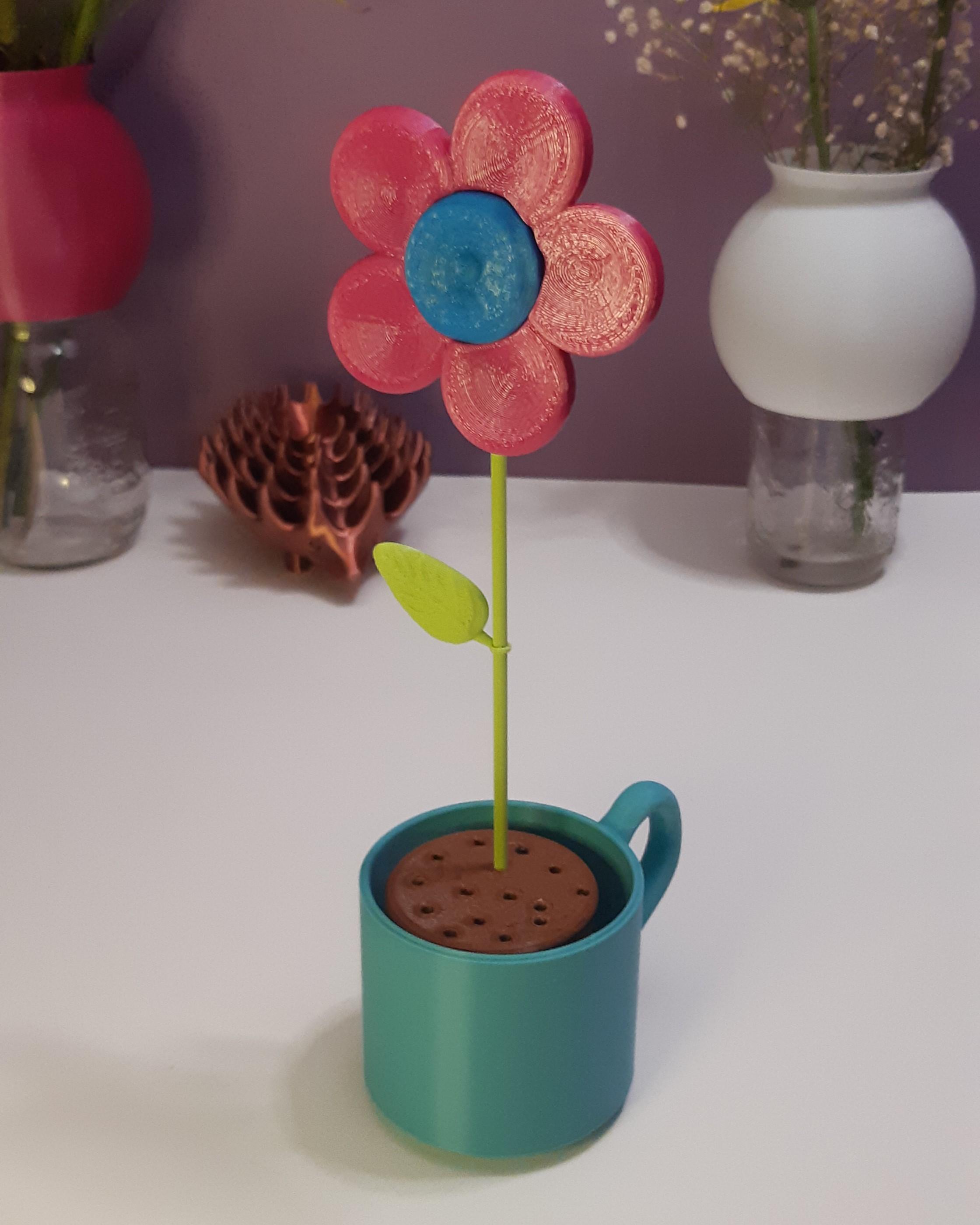 Flower With Flower Pot - No Supports - Press Fit 3d model